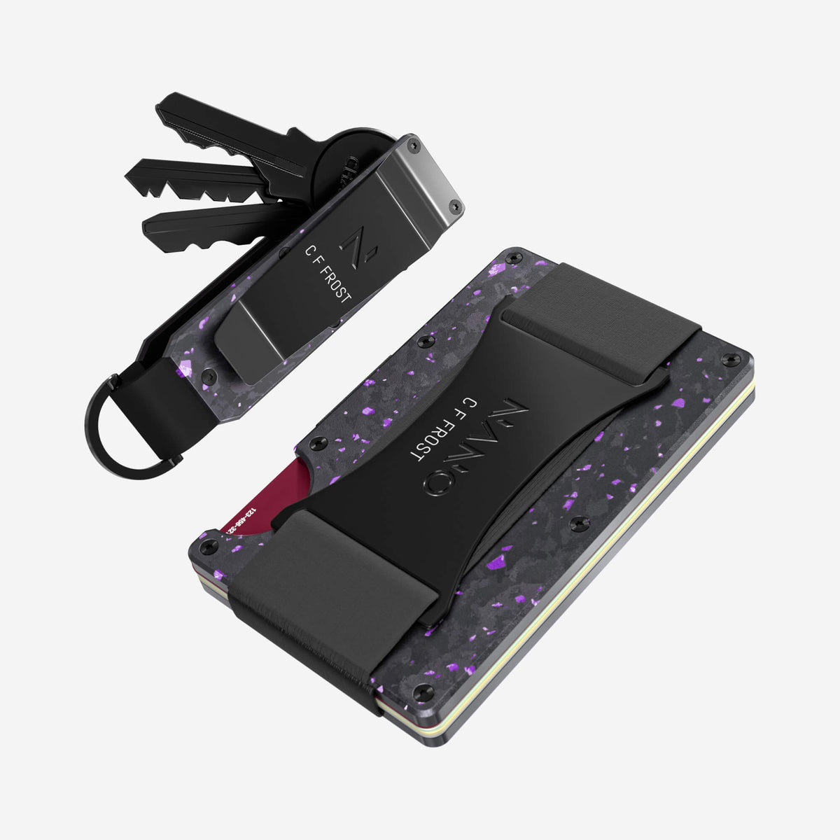 Personalised Cash Strap Wallet (Nero/Viola) Everyday Bundle