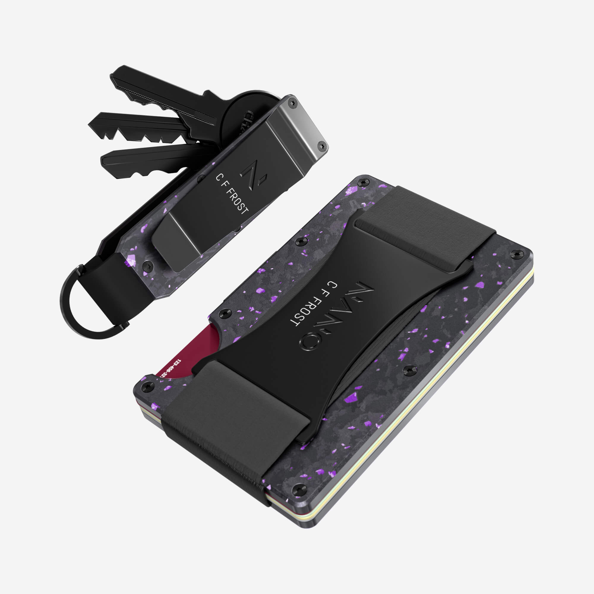 Personalised Cash Strap Wallet (Nero/Viola) Everyday Bundle