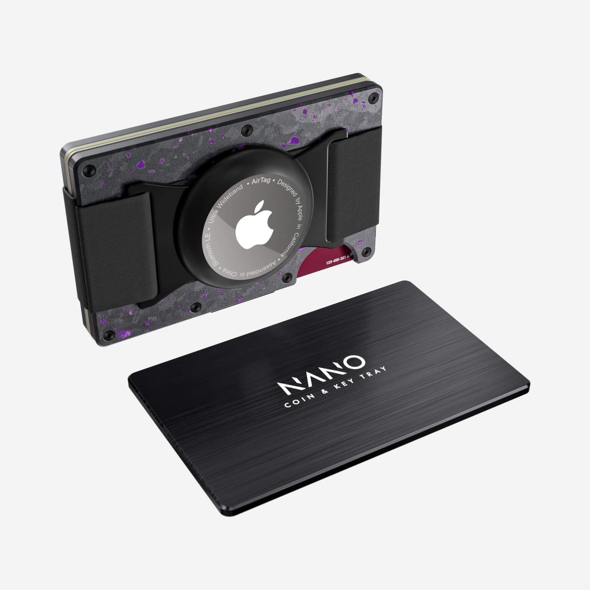 AirTag Cash Strap Wallet (Nero/Viola) Essential Bundle