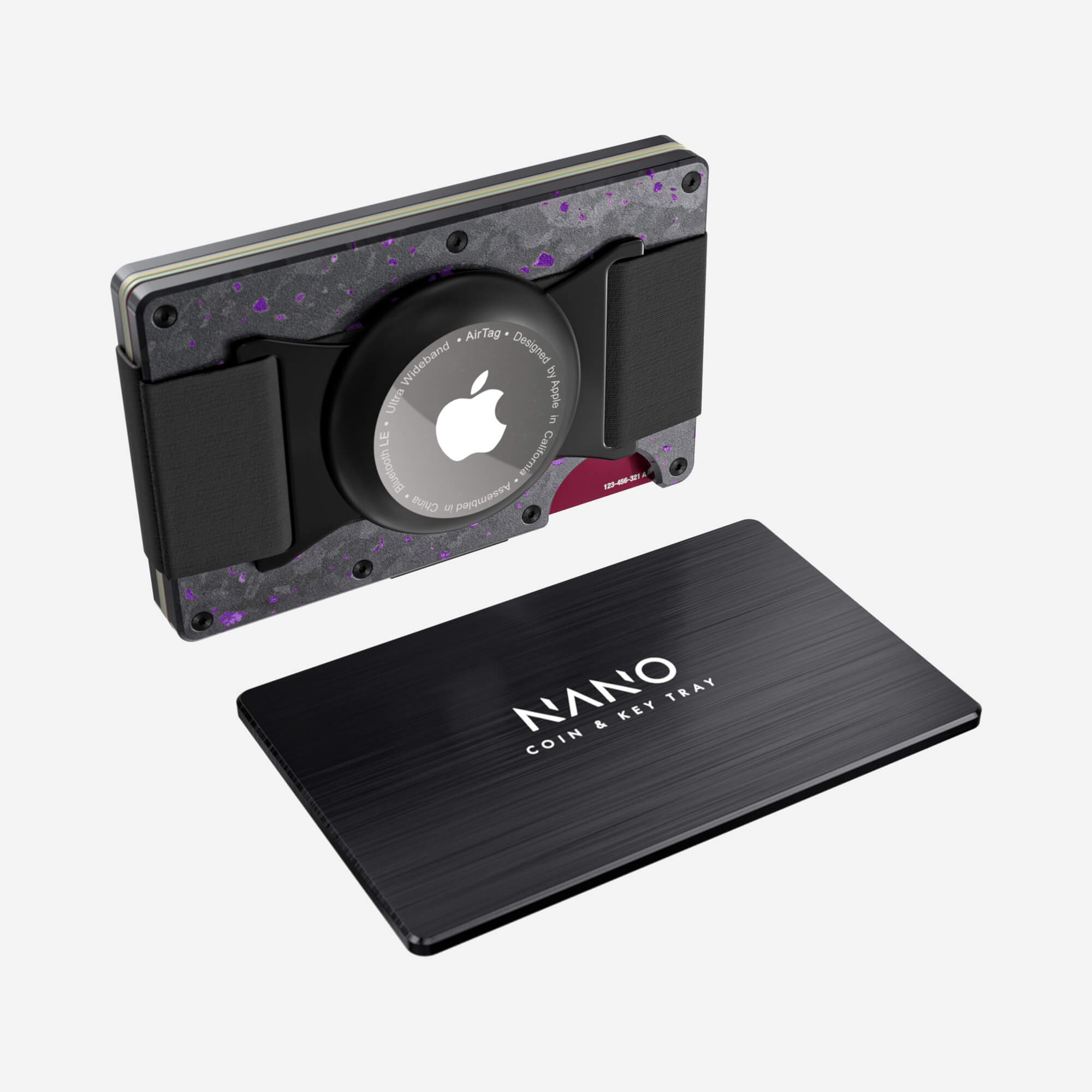 AirTag Cash Strap Wallet (Nero/Viola) Essential Bundle
