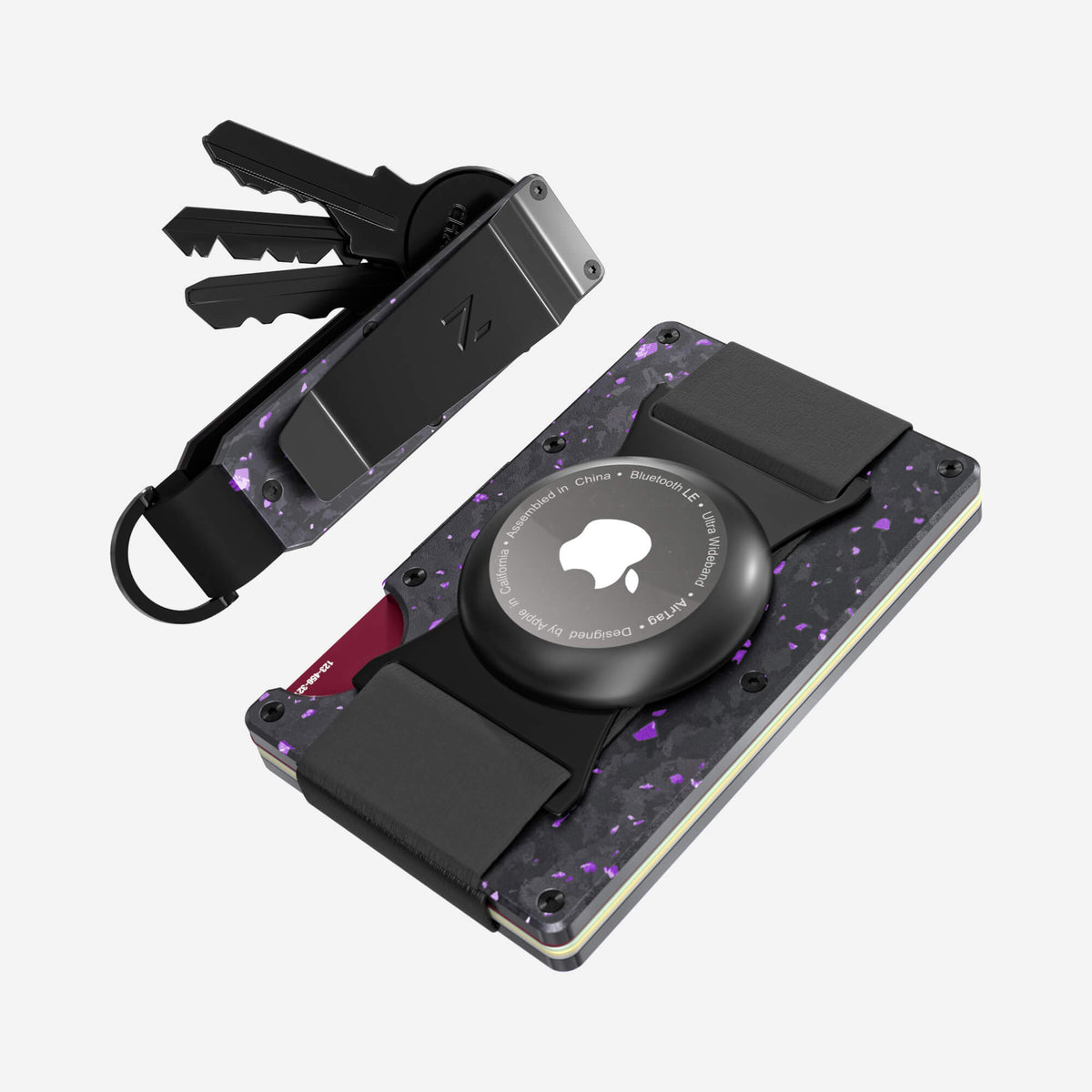 AirTag Cash Strap Wallet (Nero/Viola) Everyday Bundle