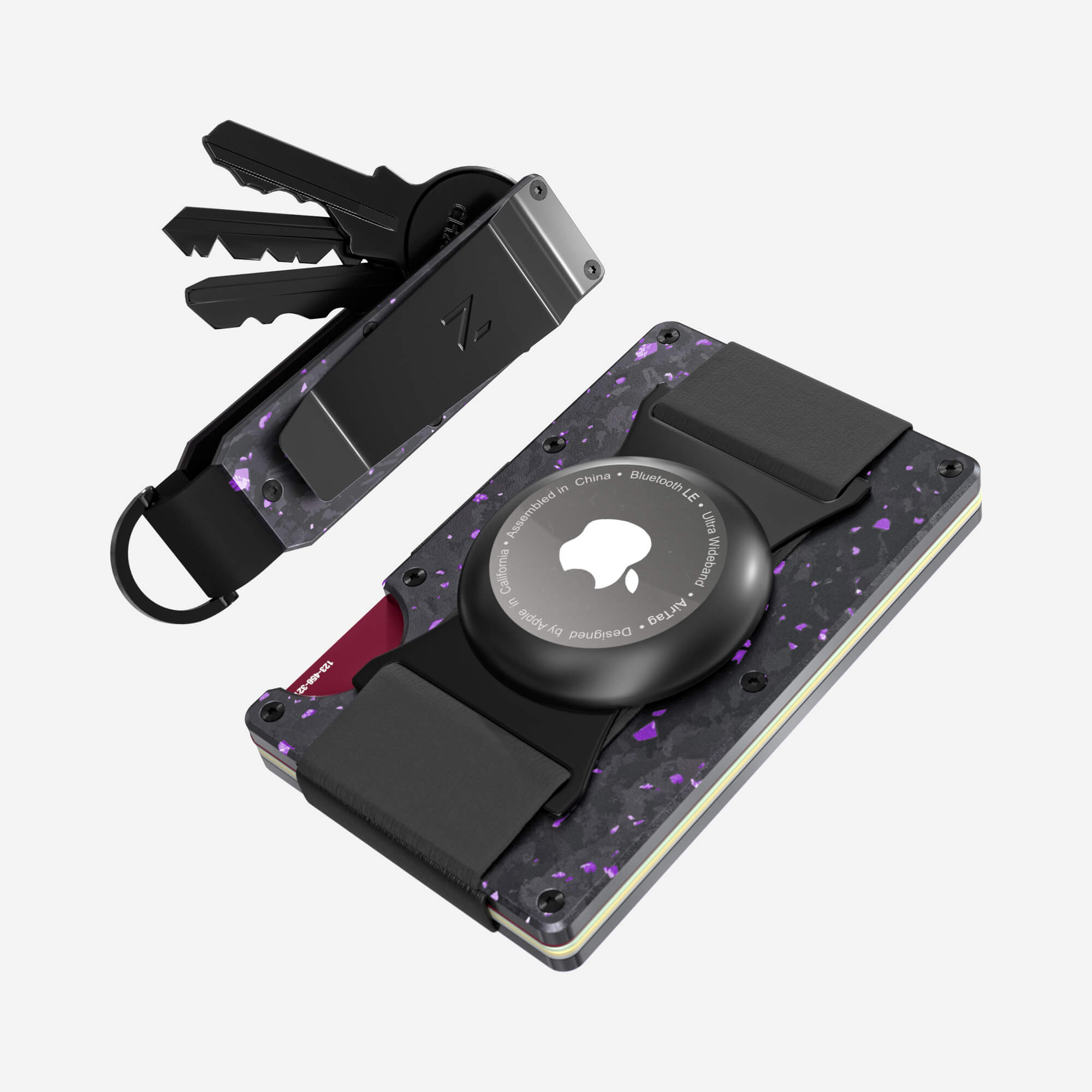 AirTag Cash Strap Wallet (Nero/Viola) Everyday Bundle