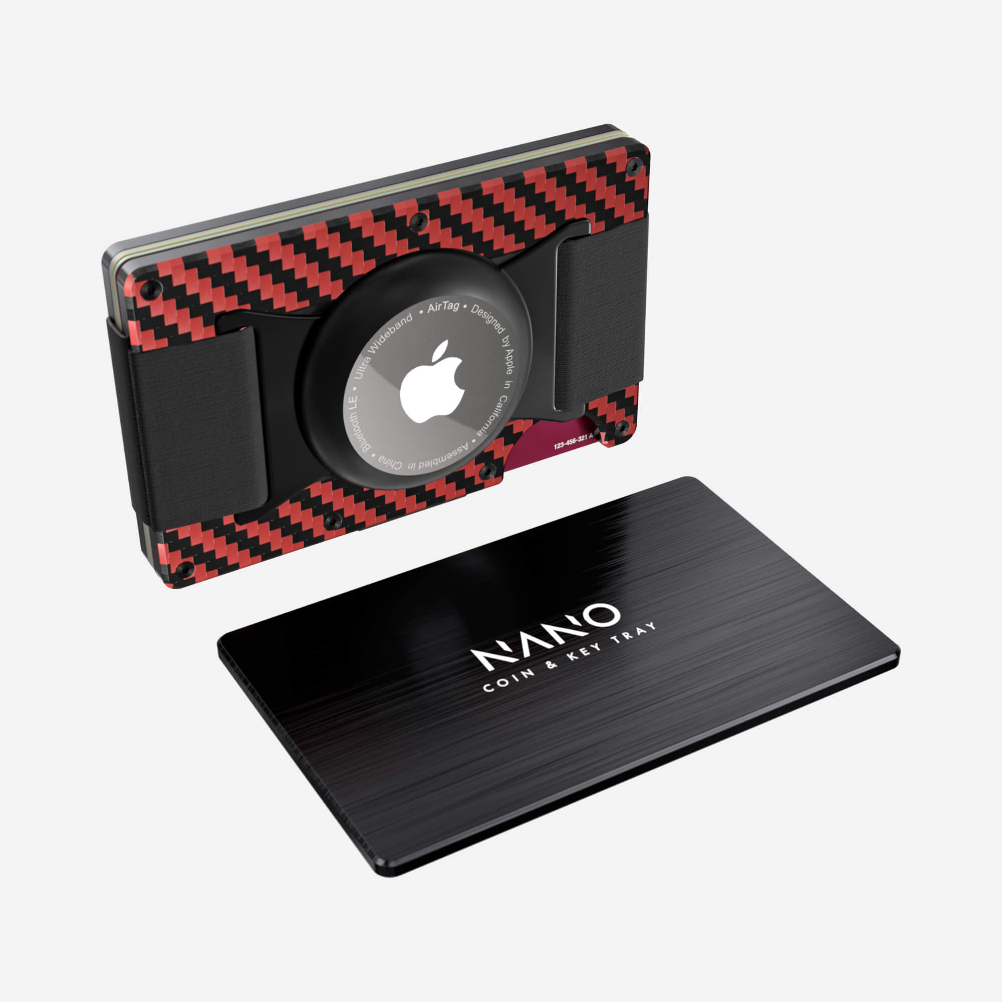 AirTag Cash Strap Wallet (Diablo Red/Stealth Black) Essential Bundle