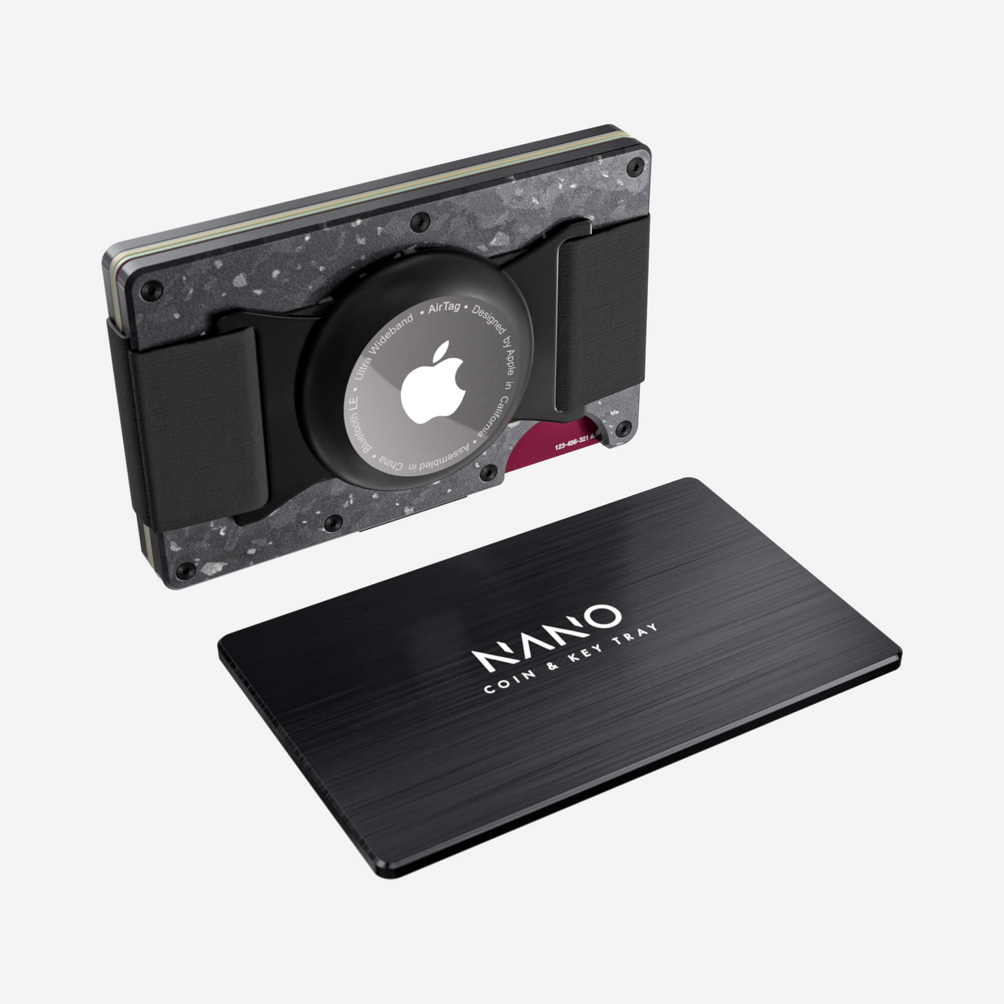 AirTag Cash Strap Wallet (Nero/Argento) Essential Bundle