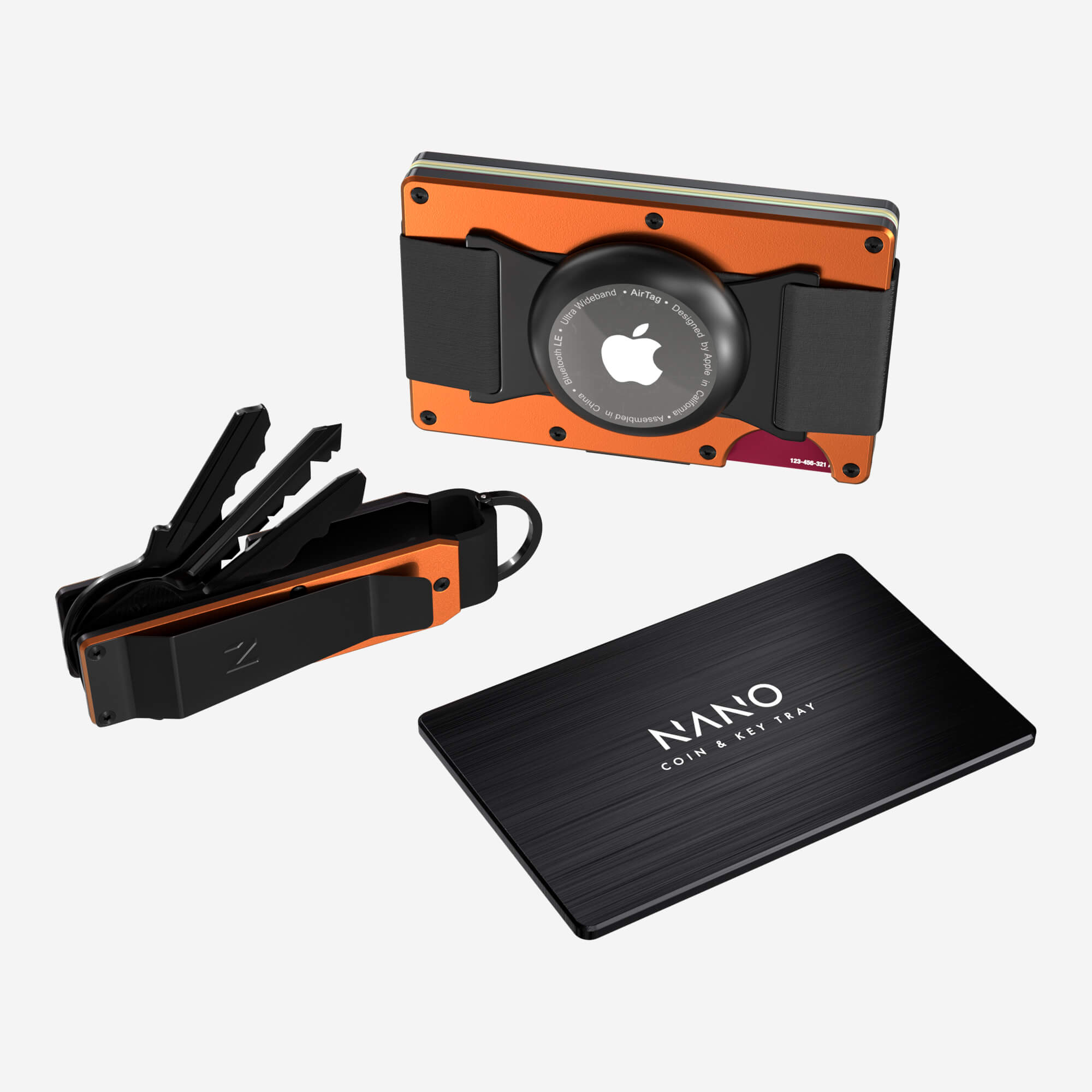 Personalised AirTag Cash Strap Wallet (Ventura Orange) Ultimate Bundle