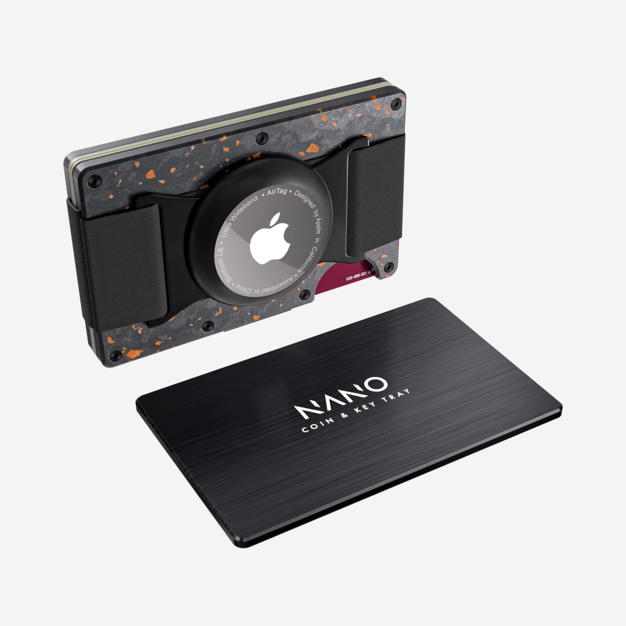 AirTag Cash Strap Wallet (Nero/Arancione) Essential Bundle