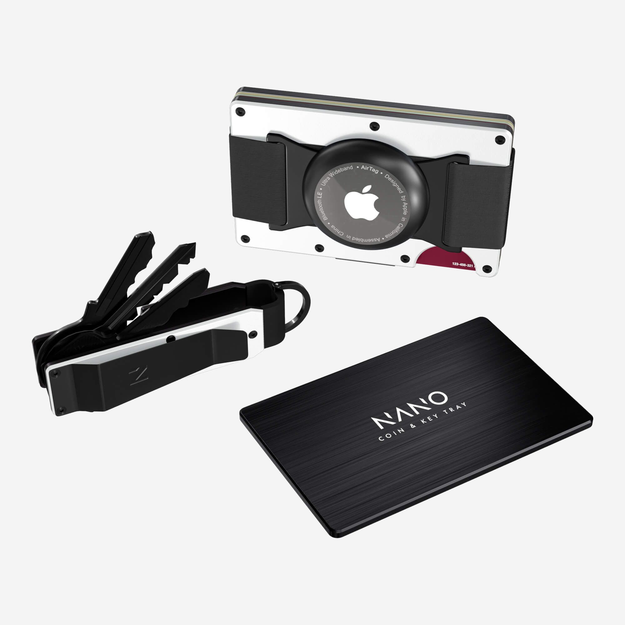 AirTag Cash Strap Wallet (Carrera White) Ultimate Bundle