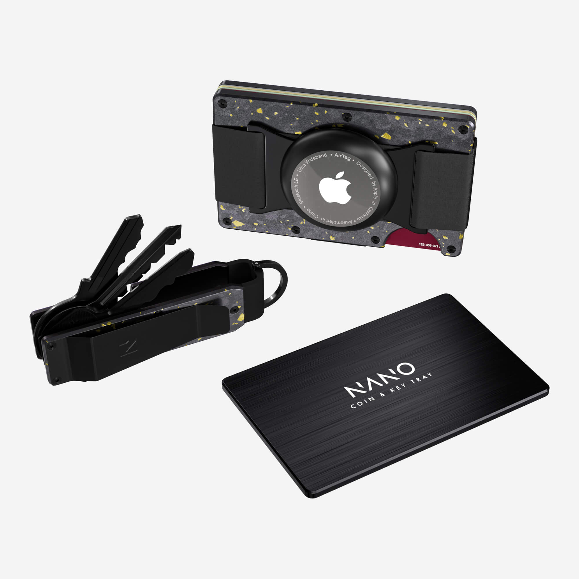 AirTag Cash Strap Wallet (Nero/Oro) Ultimate Bundle