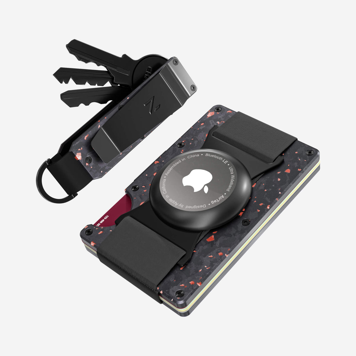 AirTag Cash Strap Wallet (Nero/Rosso) Everyday Bundle