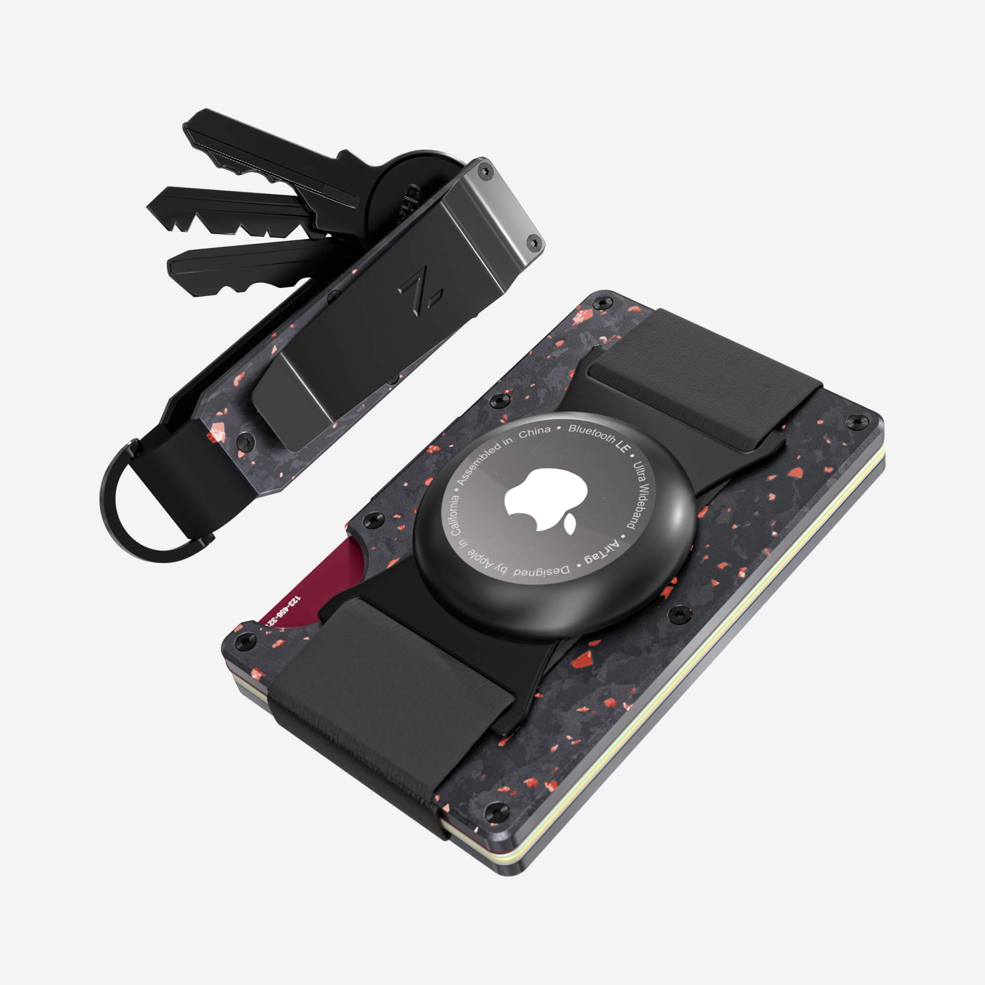 AirTag Cash Strap Wallet (Nero/Rosso) Everyday Bundle