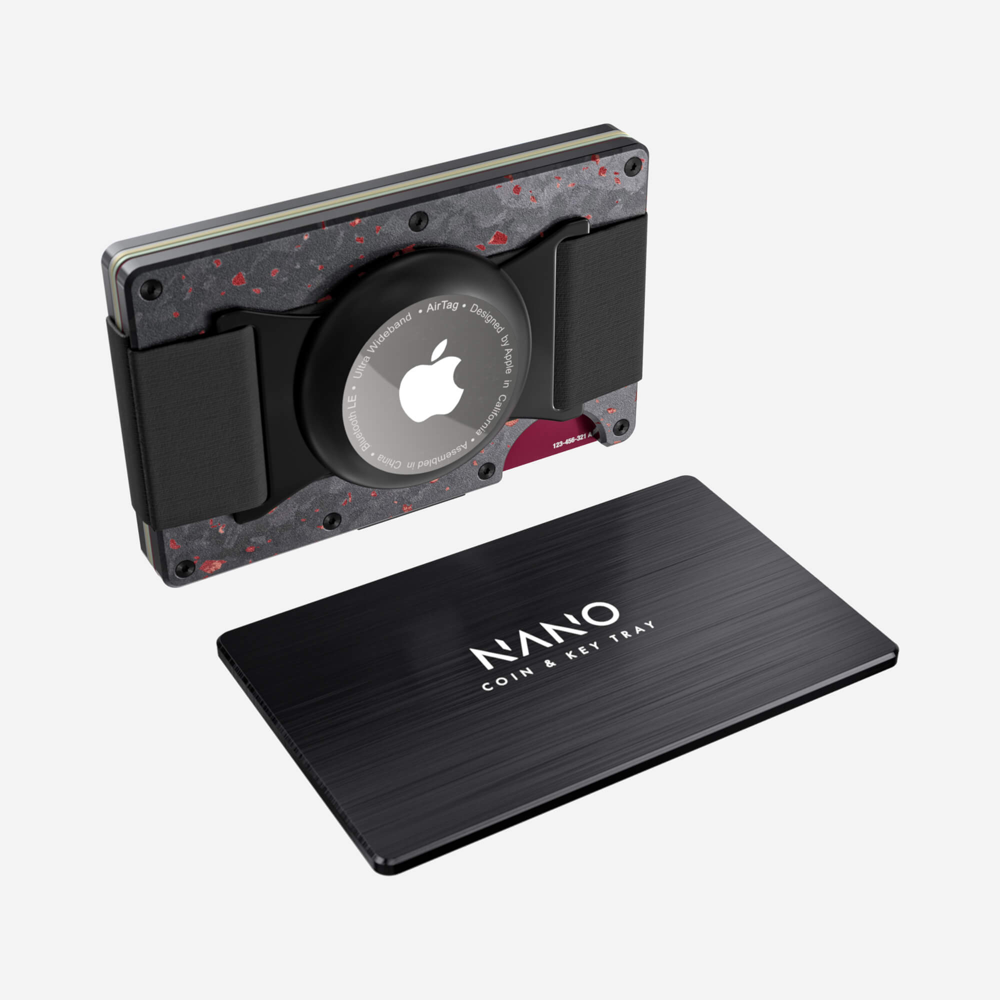 AirTag Cash Strap Wallet (Nero/Rosso) Essential Bundle