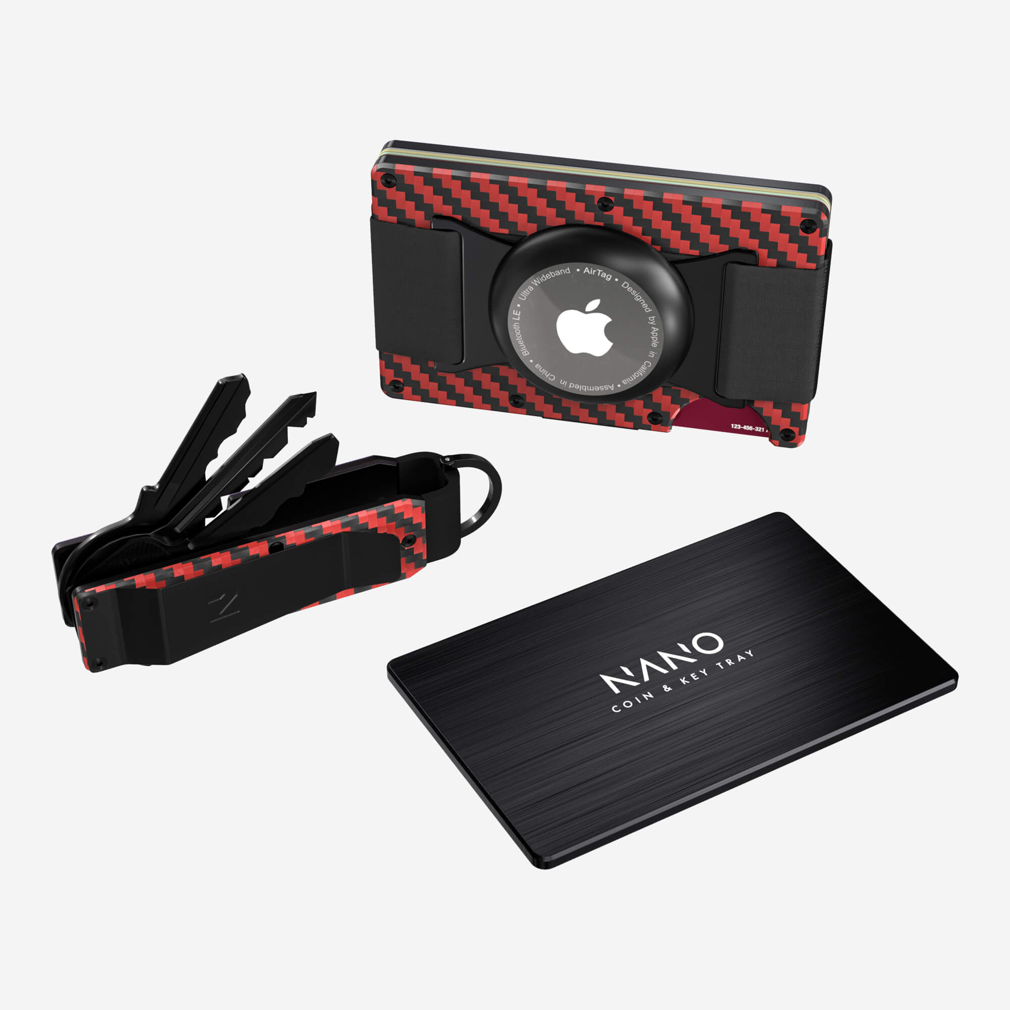 AirTag Cash Strap Wallet (Diablo Red/Stealth Black) Ultimate Bundle