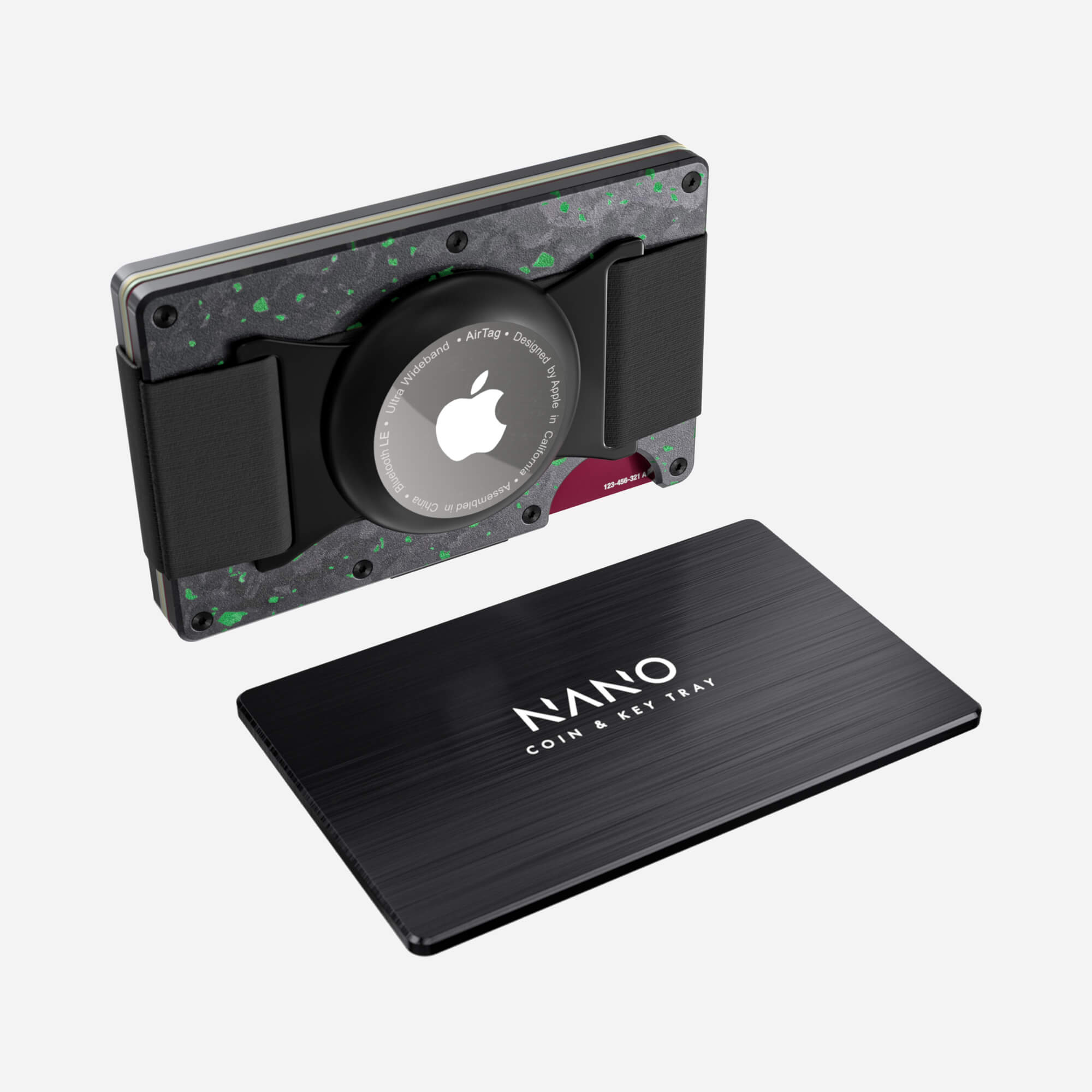 AirTag Cash Strap Wallet (Nero/Verde) Essential Bundle