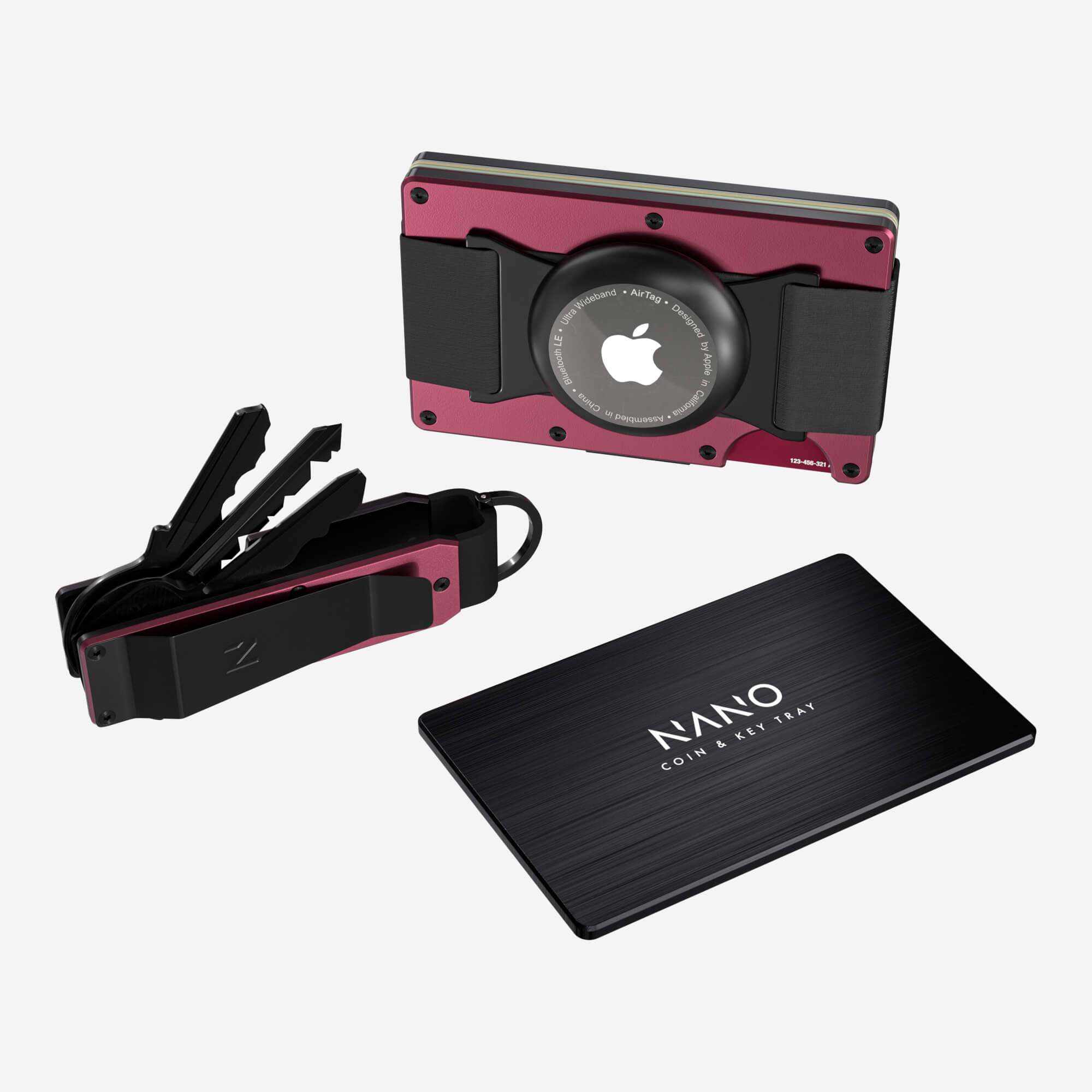 AirTag Cash Strap Wallet (Portofino Red) Ultimate Bundle