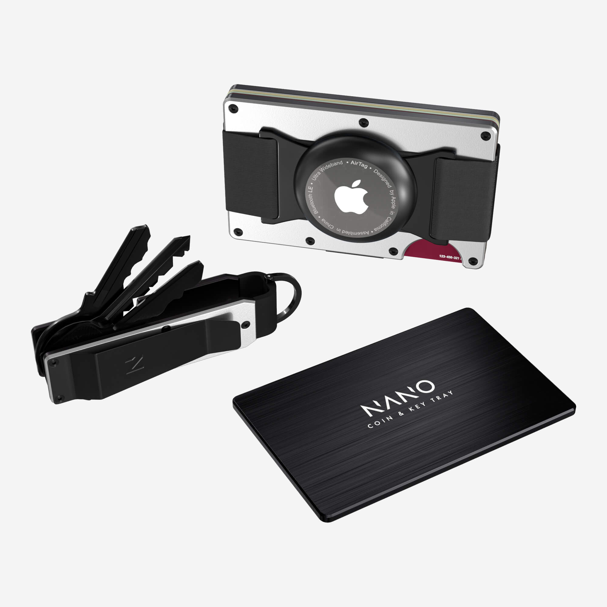 AirTag Cash Strap Wallet (Ghost Silver) Ultimate Bundle