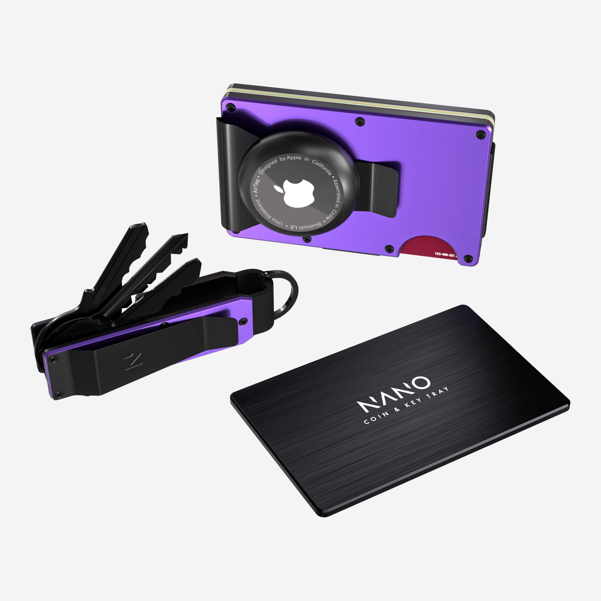 AirTag Money Clip Wallet (Nebula Purple) Ultimate Bundle