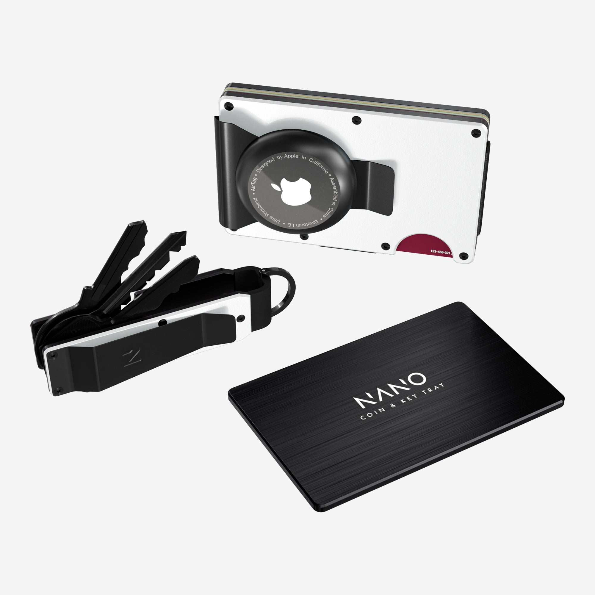 Personalised AirTag Money Clip Wallet (Carrera White) Ultimate Bundle