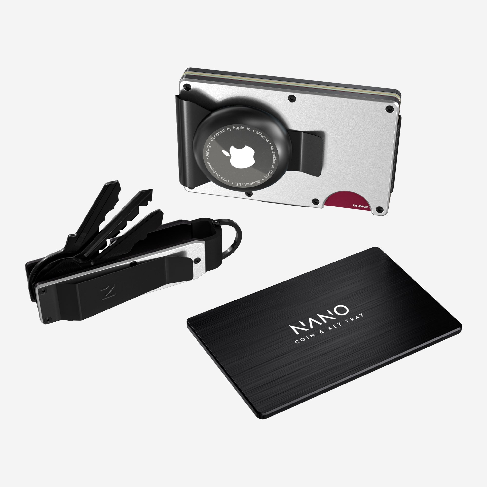 Personalised AirTag Money Clip Wallet (Ghost Silver) Ultimate Bundle