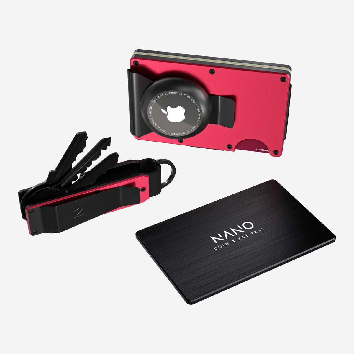 AirTag Money Clip Wallet (Volcano Red) Ultimate Bundle
