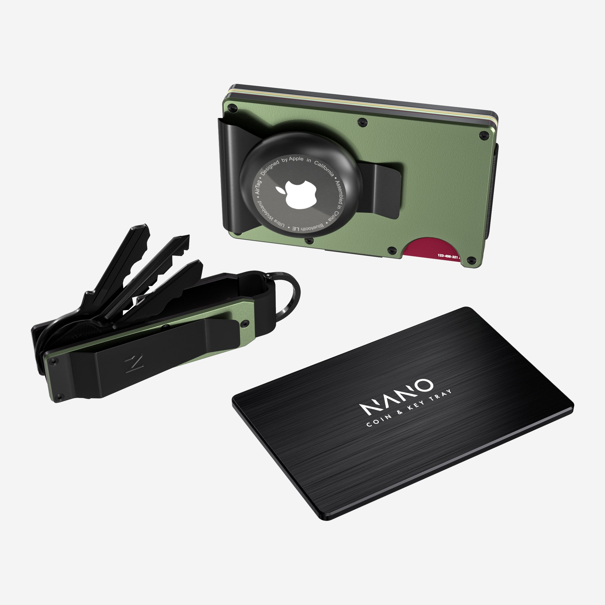 Personalised AirTag Money Clip Wallet (Heritage Green) Ultimate Bundle