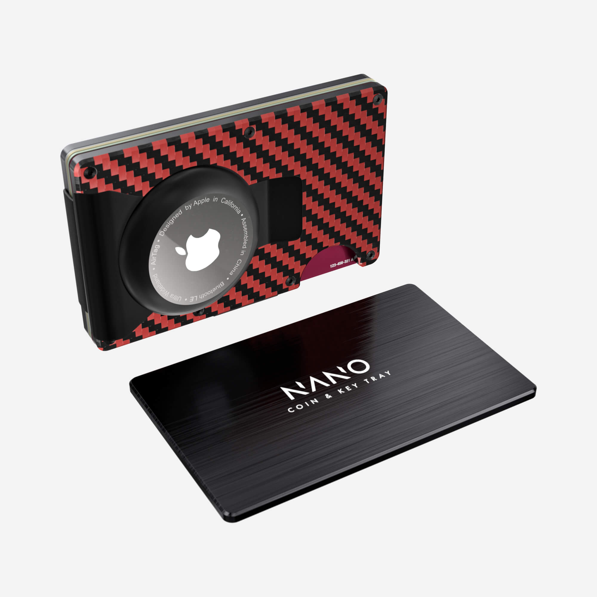 AirTag Money Clip Wallet (Diablo Red/Stealth Black) Essential Bundle