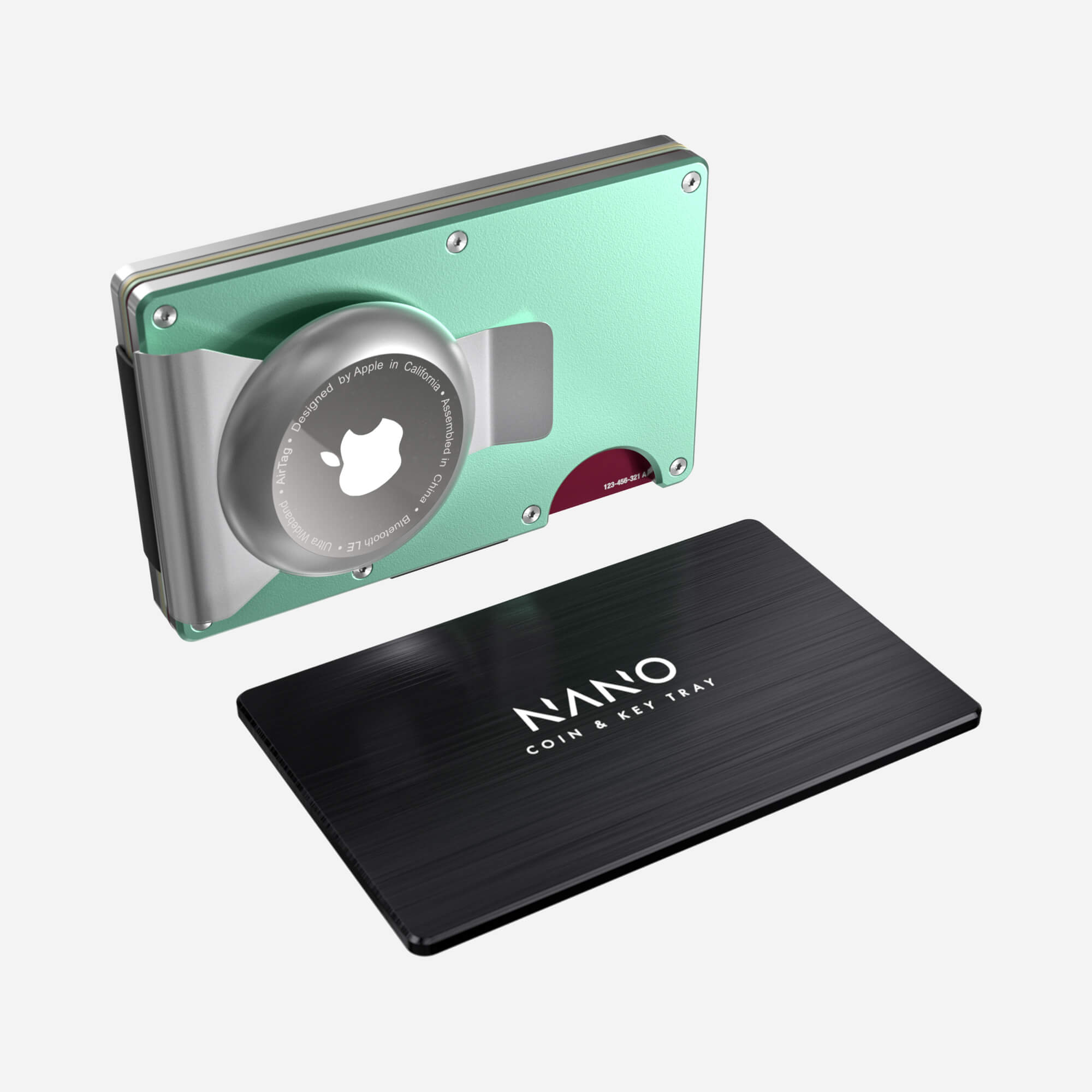 Personalised AirTag Money Clip Wallet (Orchard Mint) Essential Bundle