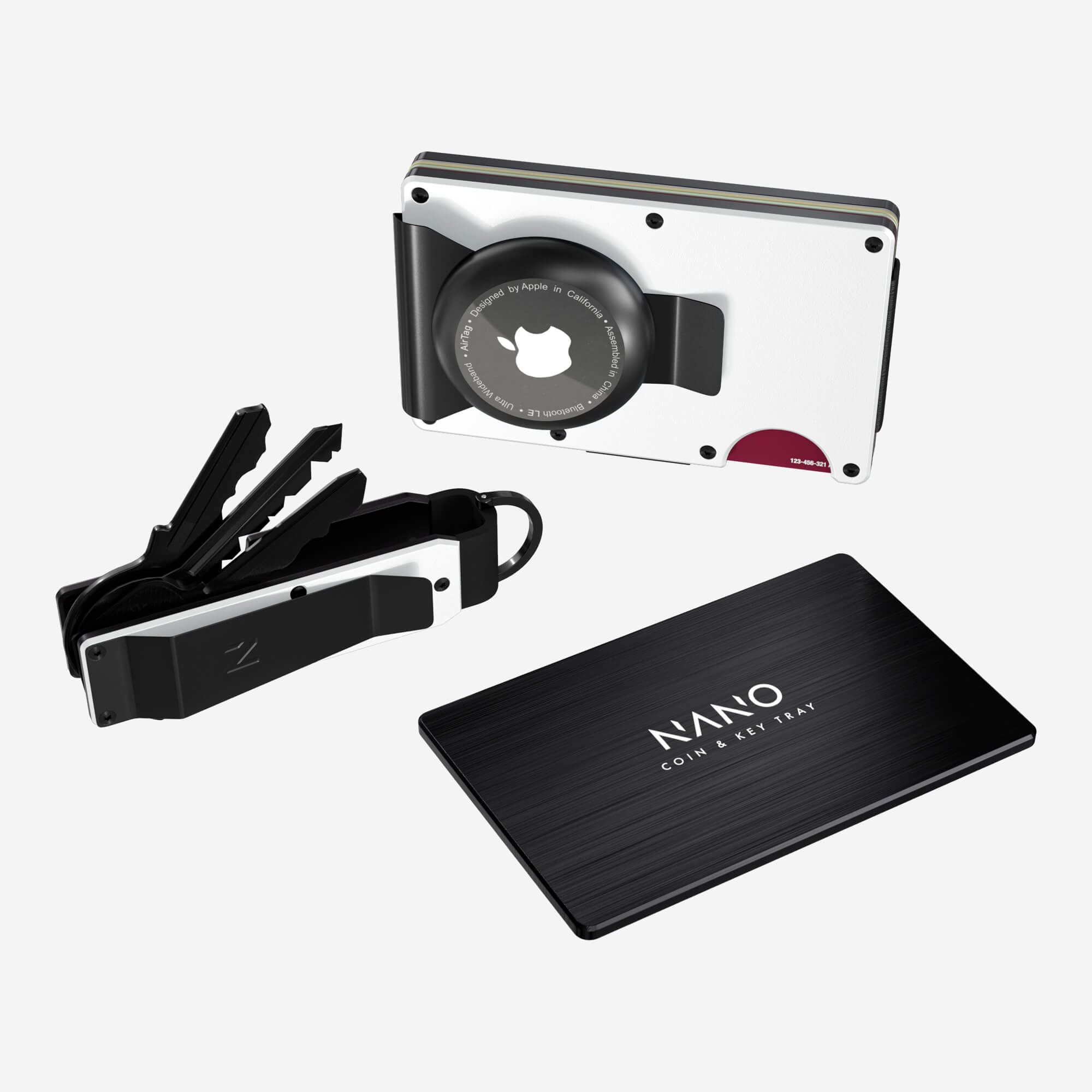 AirTag Money Clip Wallet (Carrera White) Ultimate Bundle