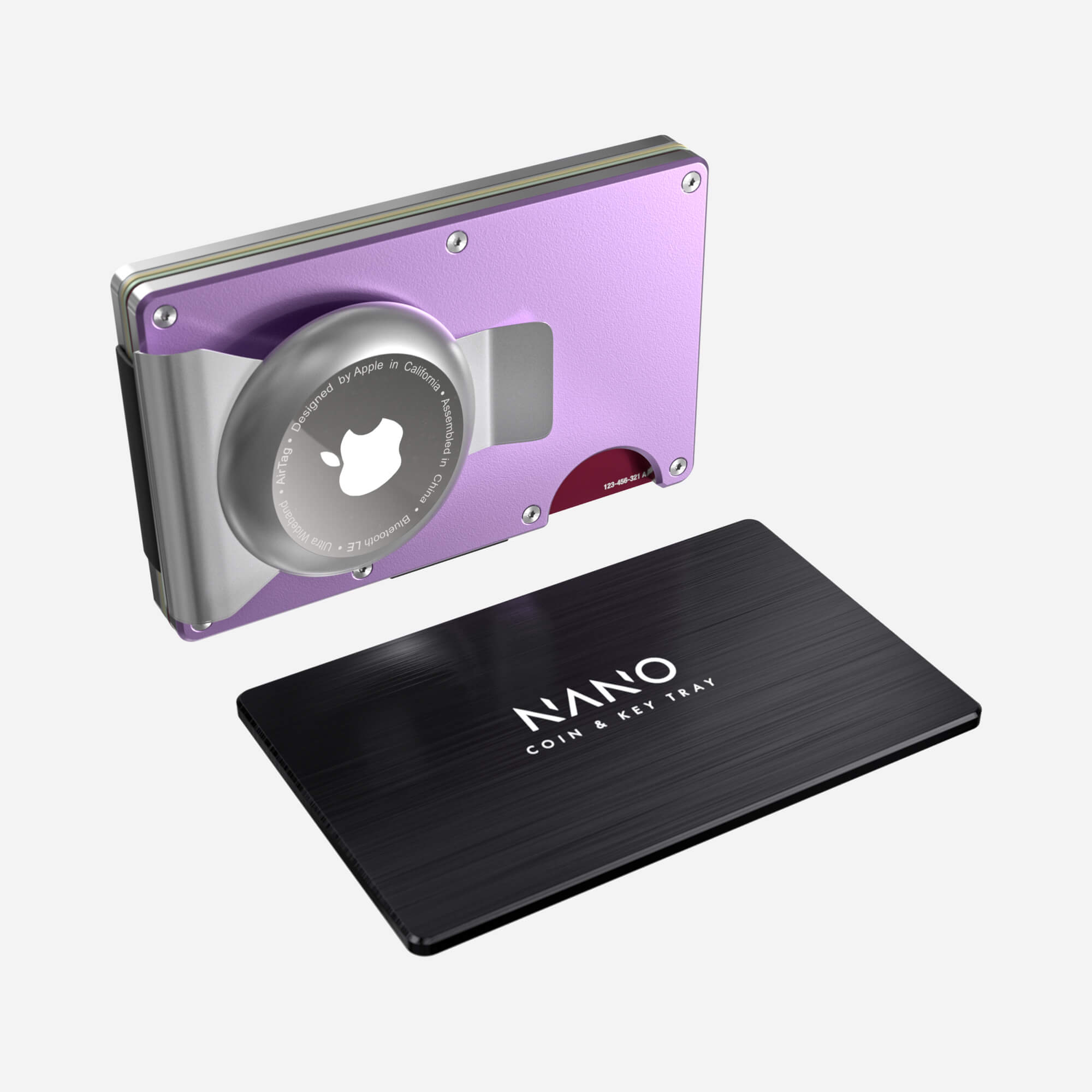 Personalised AirTag Money Clip Wallet (Twilight Lilac) Essential Bundle