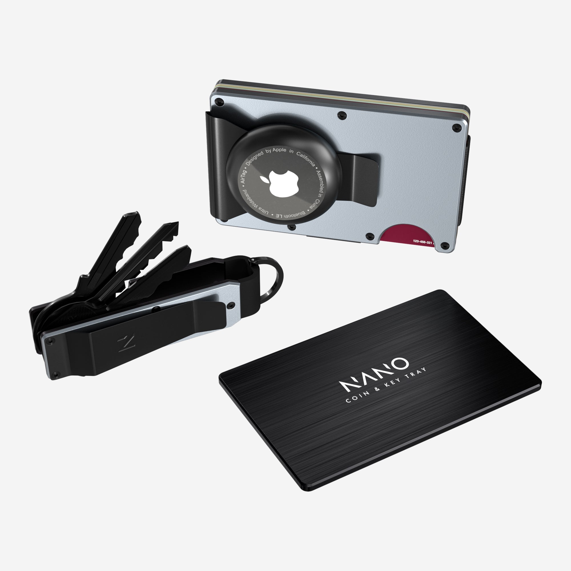 Personalised AirTag Money Clip Wallet (Spyder Grey) Ultimate Bundle