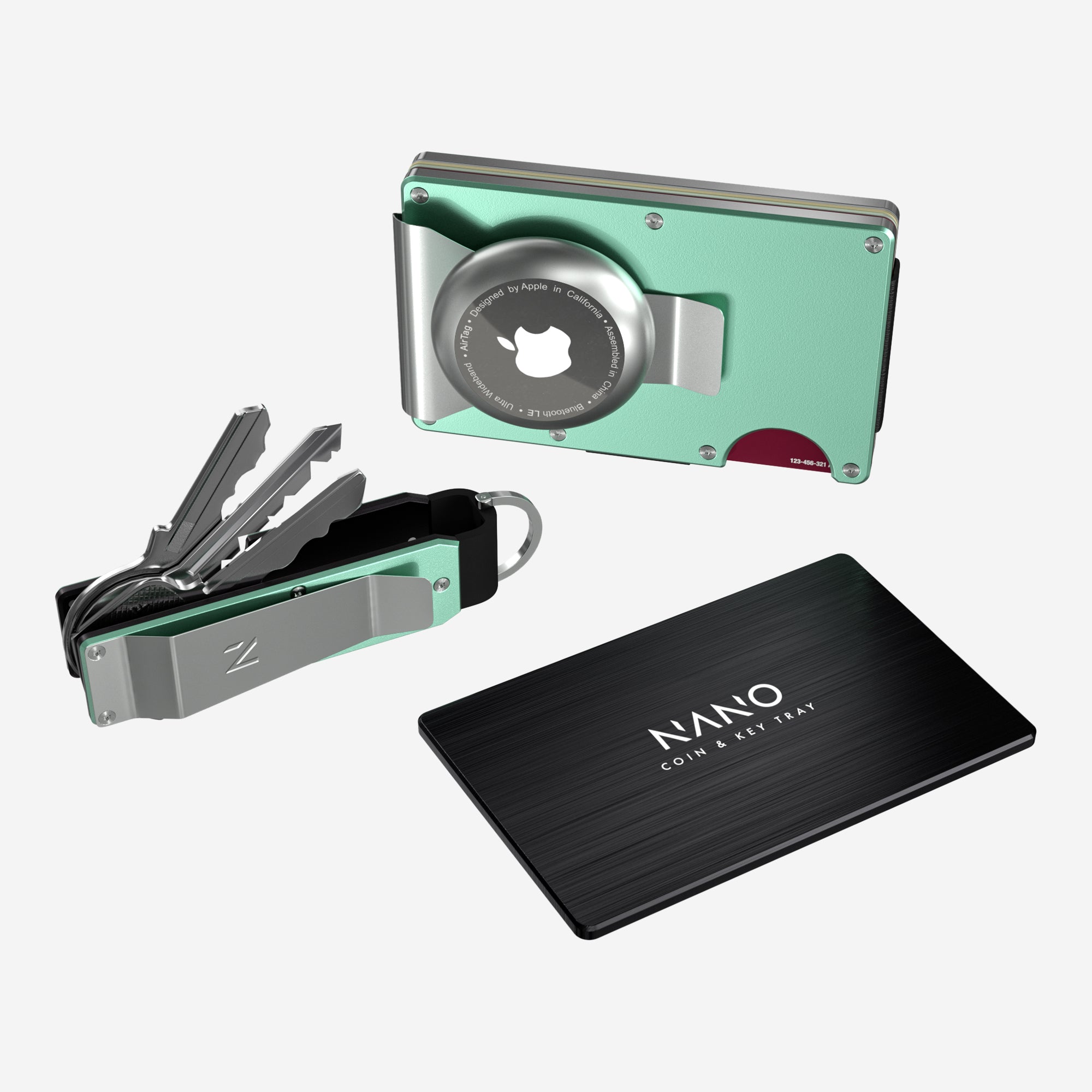 Personalised AirTag Money Clip Wallet (Orchard Mint) Ultimate Bundle