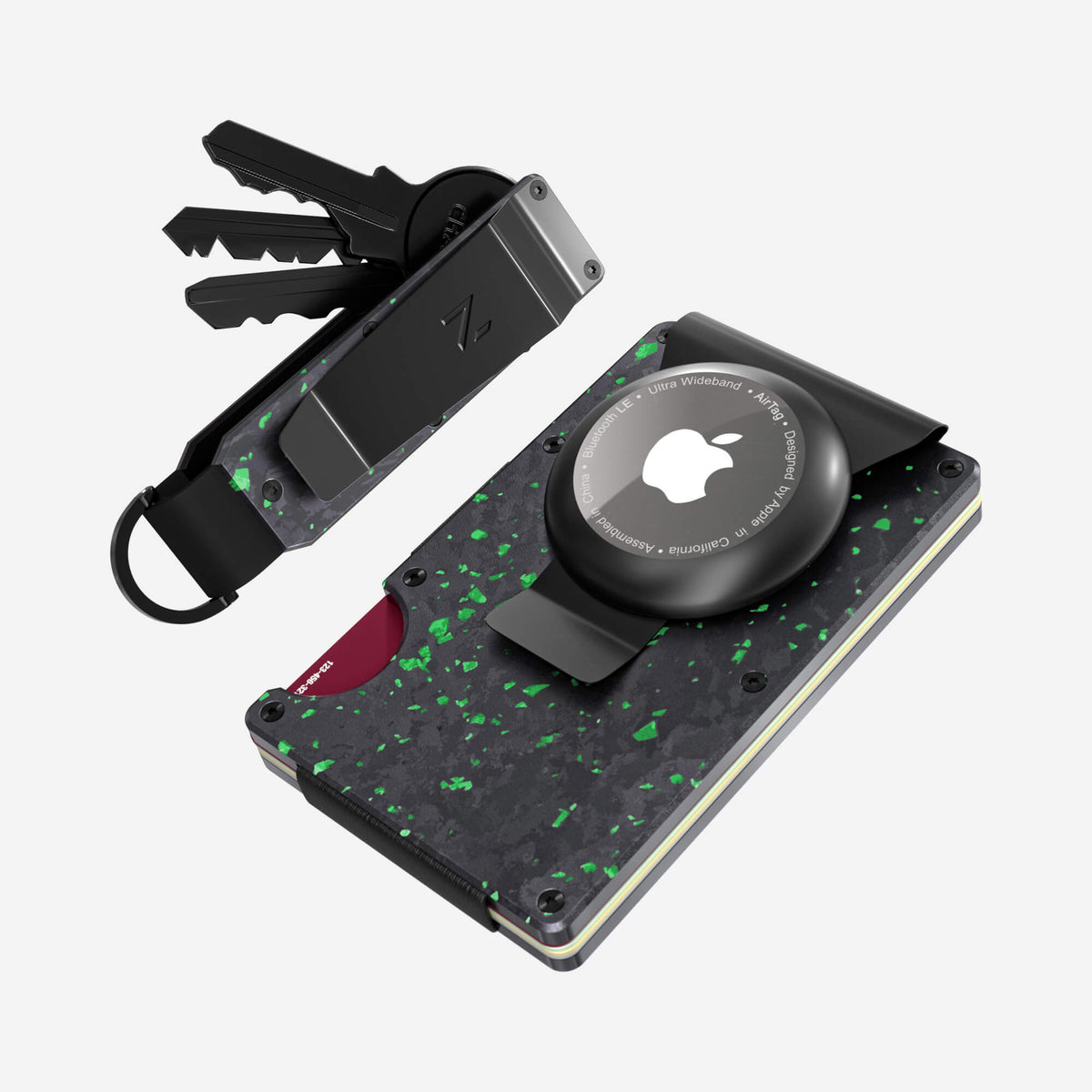 AirTag Money Clip Wallet (Nero/Verde) Everyday Bundle