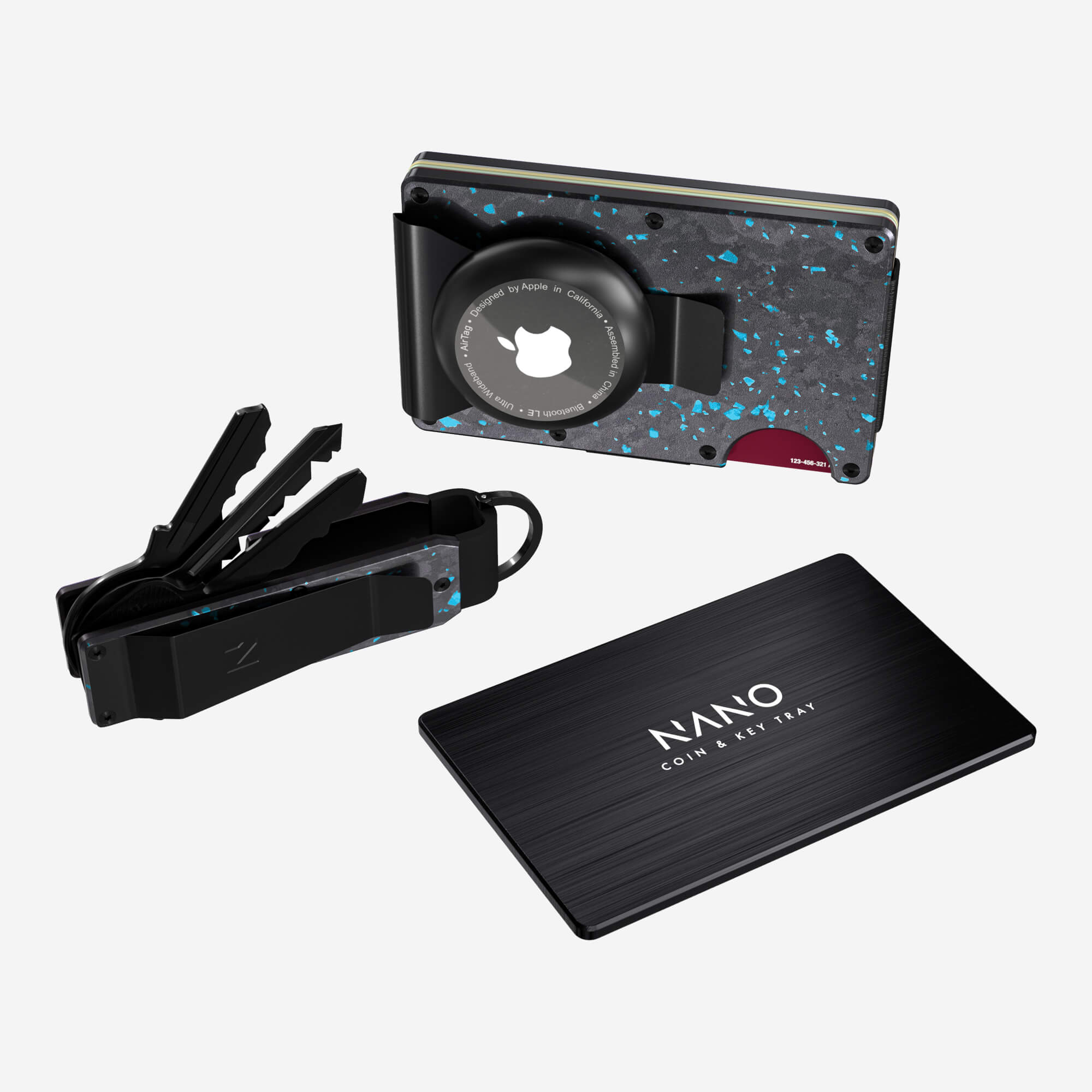 AirTag Money Clip Wallet (Nero/Azzuro) Ultimate Bundle