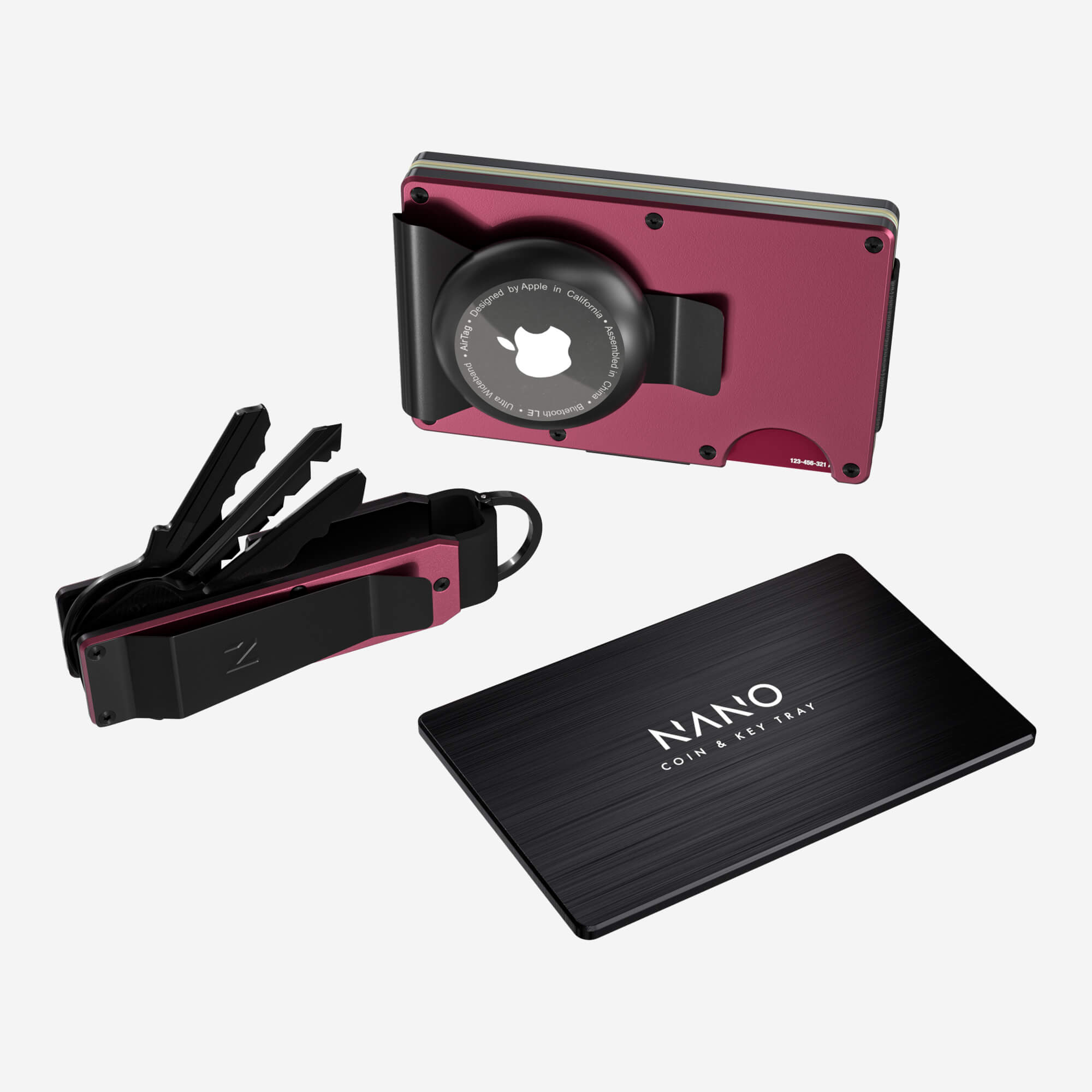 AirTag Money Clip Wallet (Portofino Red) Ultimate Bundle