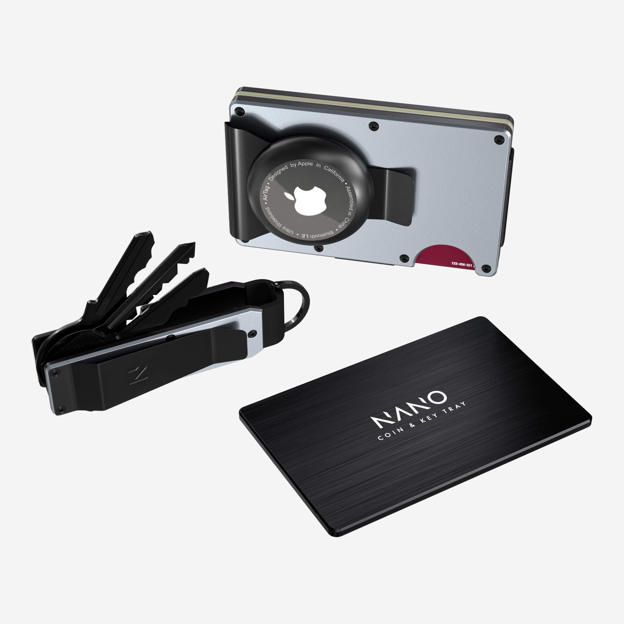 AirTag Money Clip Wallet (Spyder Grey) Ultimate Bundle