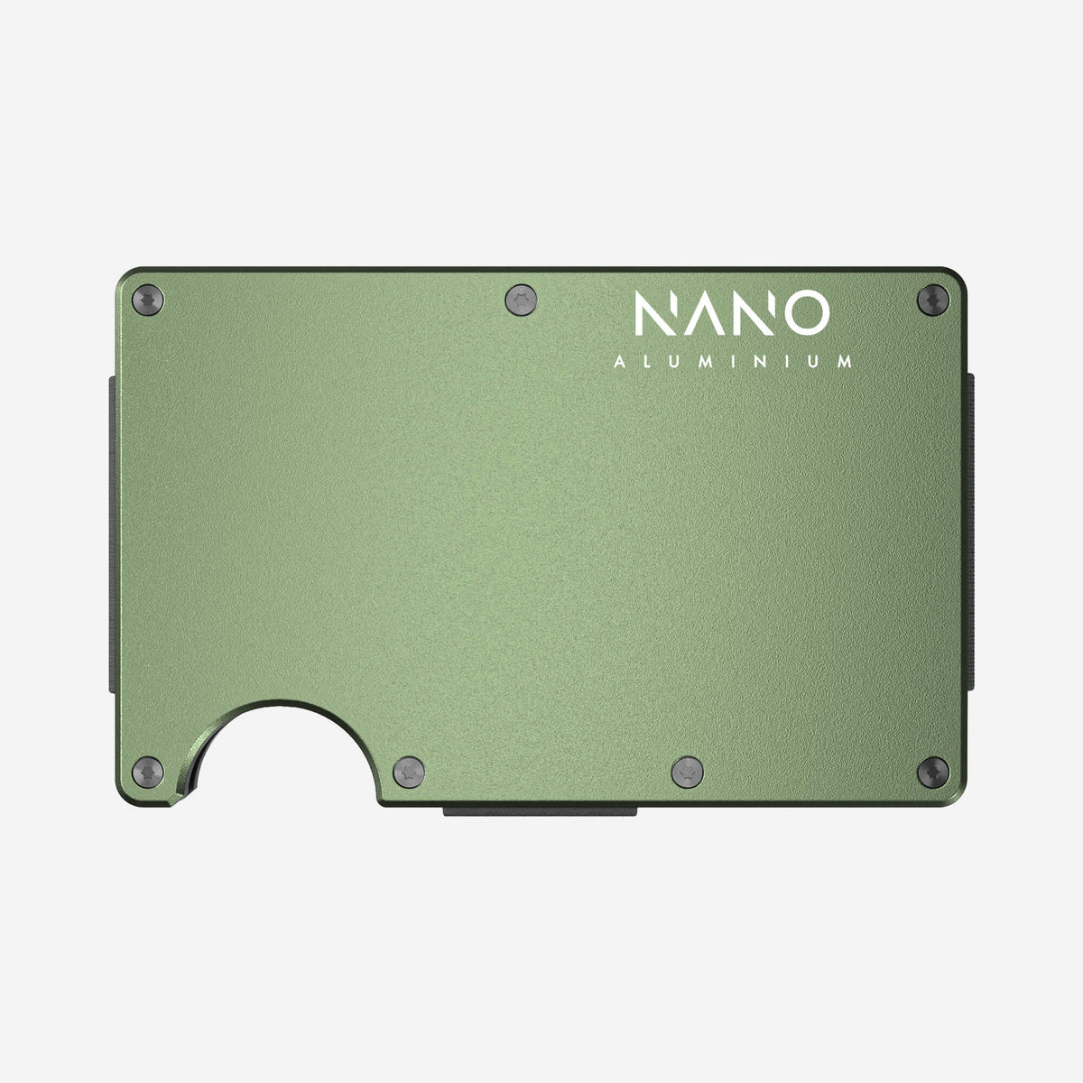 NANO Heritage Green aerospace aluminium cash strap wallet — standard version without engraving
