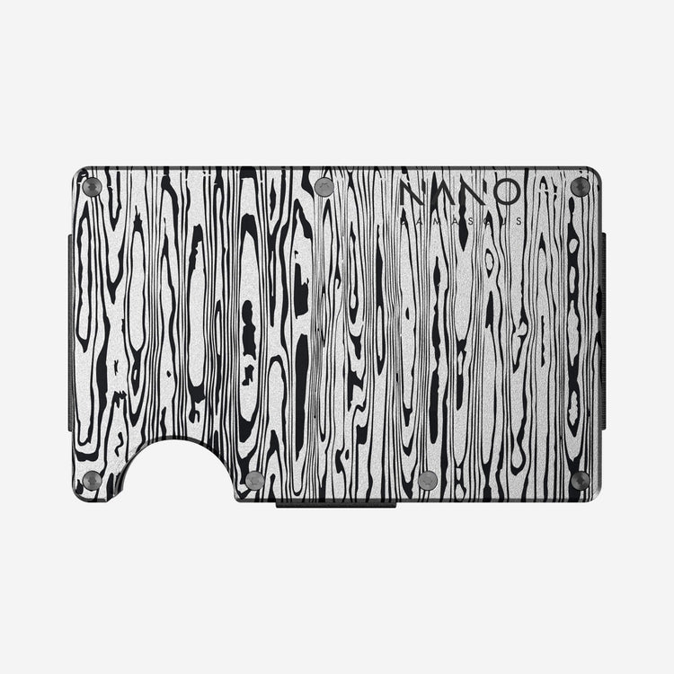 NANO Platinum Silver Damascus finish cash strap wallet — front view