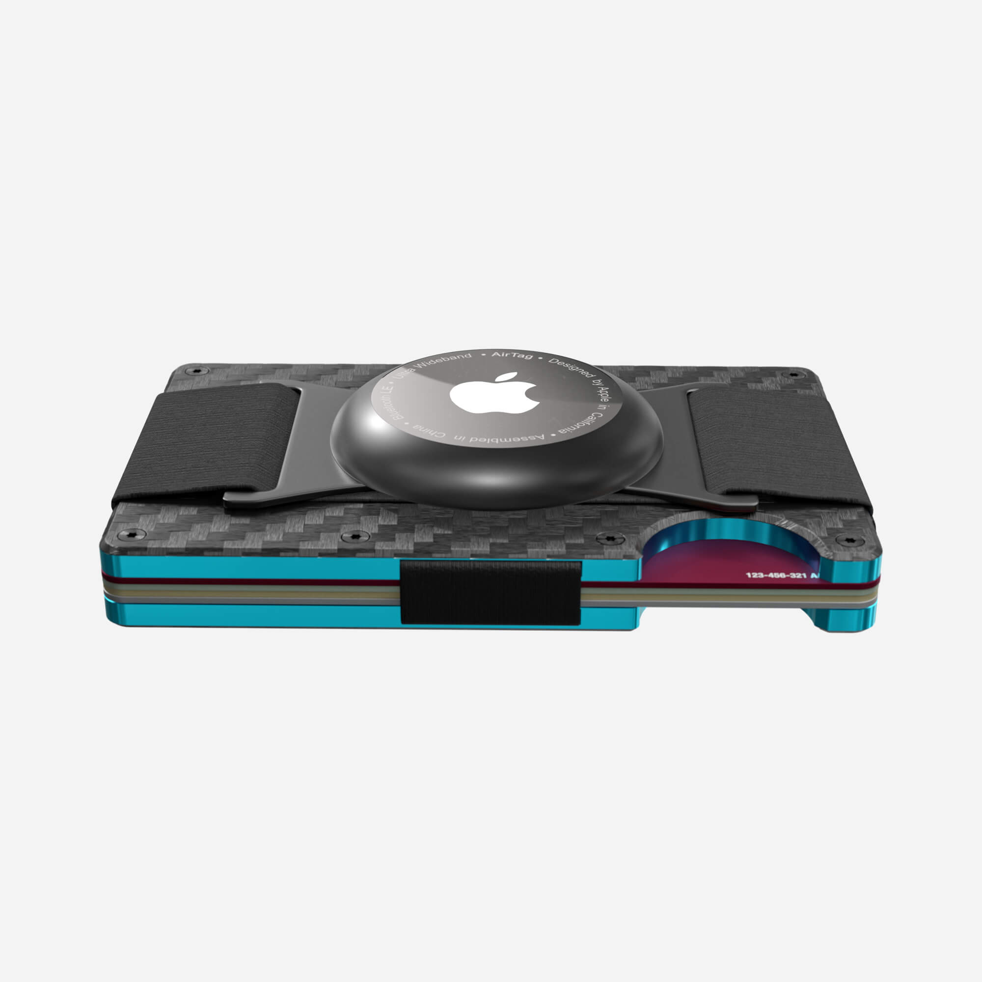 004 AirTag Cash Strap Wallet (Stealth Black/Miami Blue)