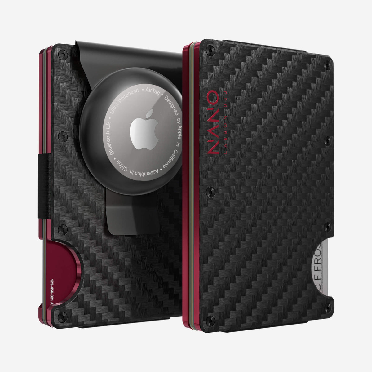 003 AirTag Money Clip Wallet (Stealth Black/Volcano Red)