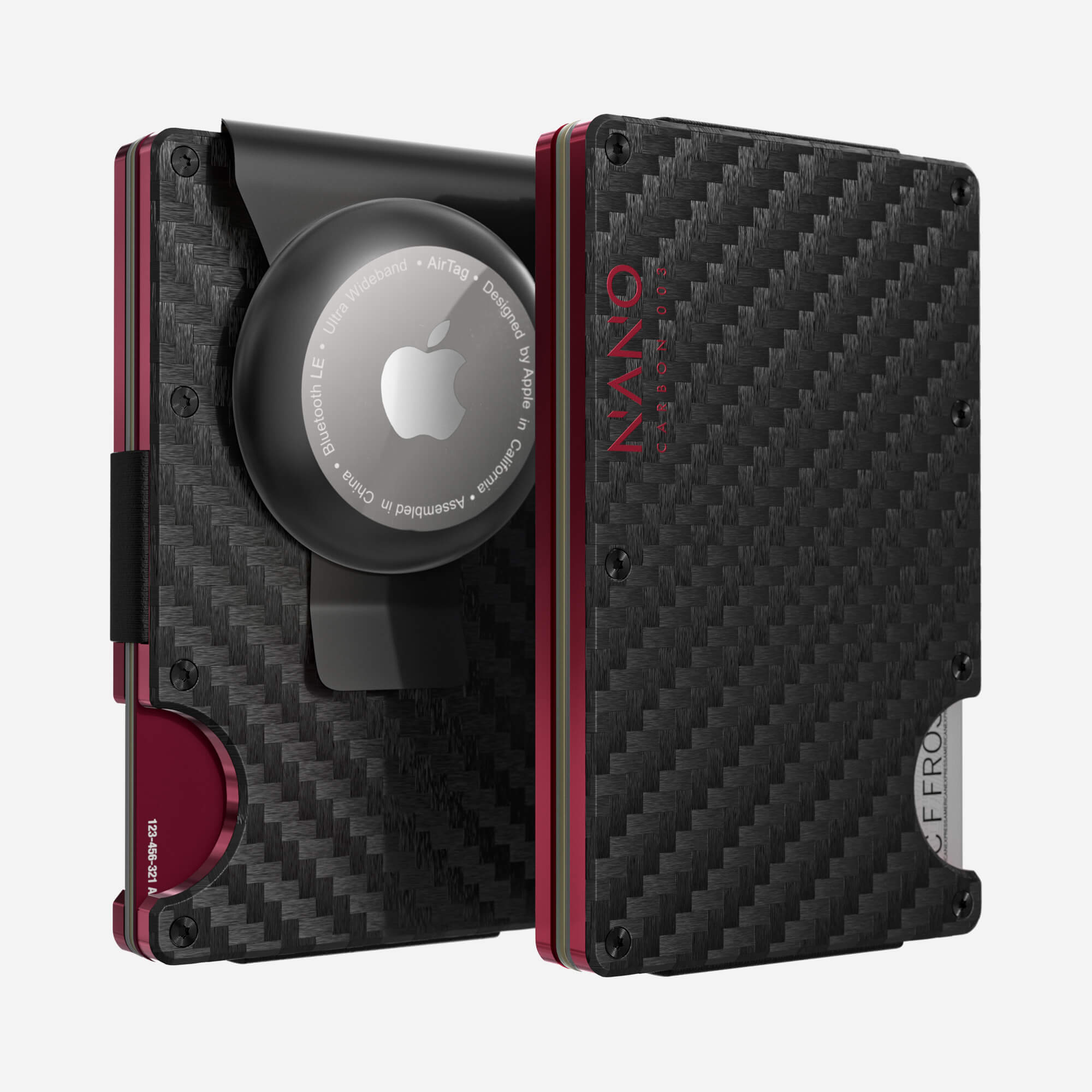 003 AirTag Money Clip Wallet (Stealth Black/Volcano Red)