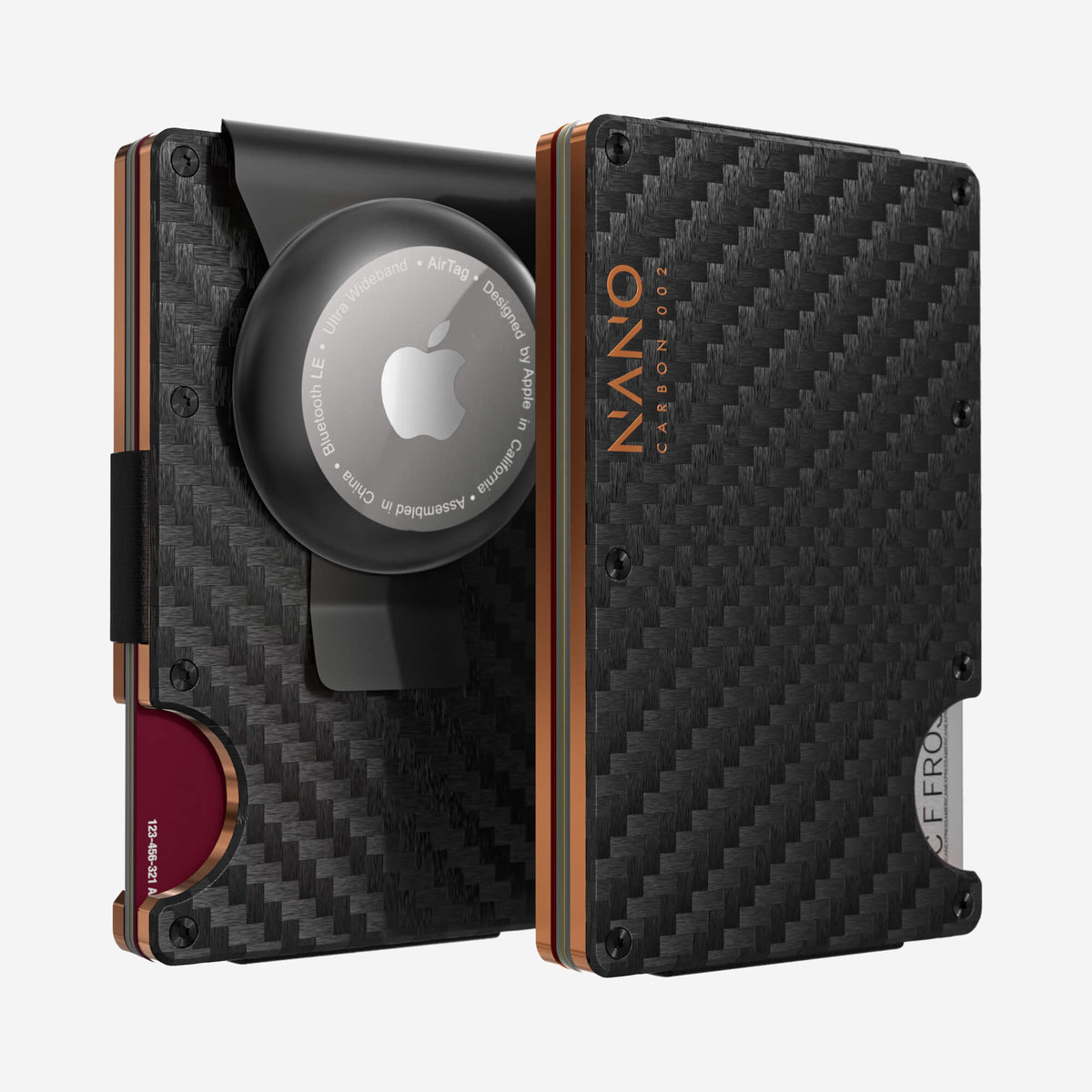 002 AirTag Money Clip Wallet (Stealth Black/Ventura Orange)