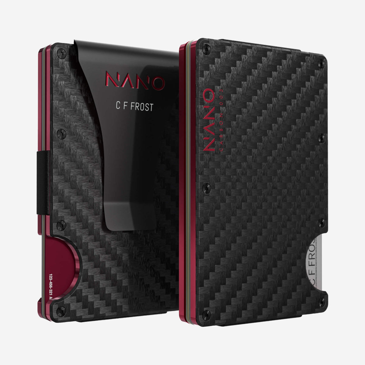 003 Personalised Money Clip Wallet (Stealth Black/Volcano Red)