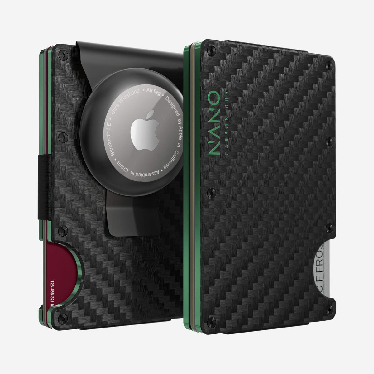 005 AirTag Money Clip Wallet (Stealth Black/Viper Green)