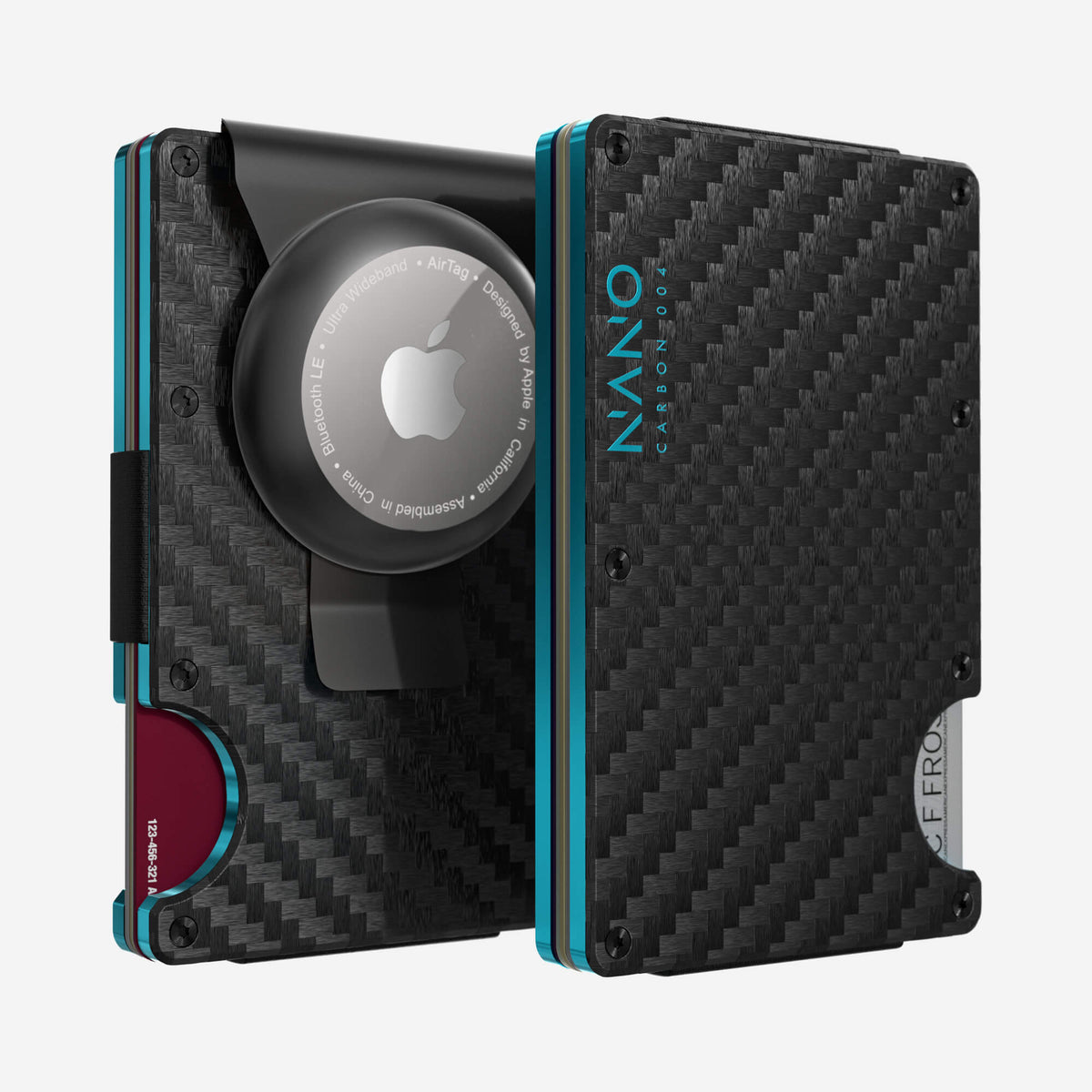 004 AirTag Money Clip Wallet (Stealth Black/Miami Blue)