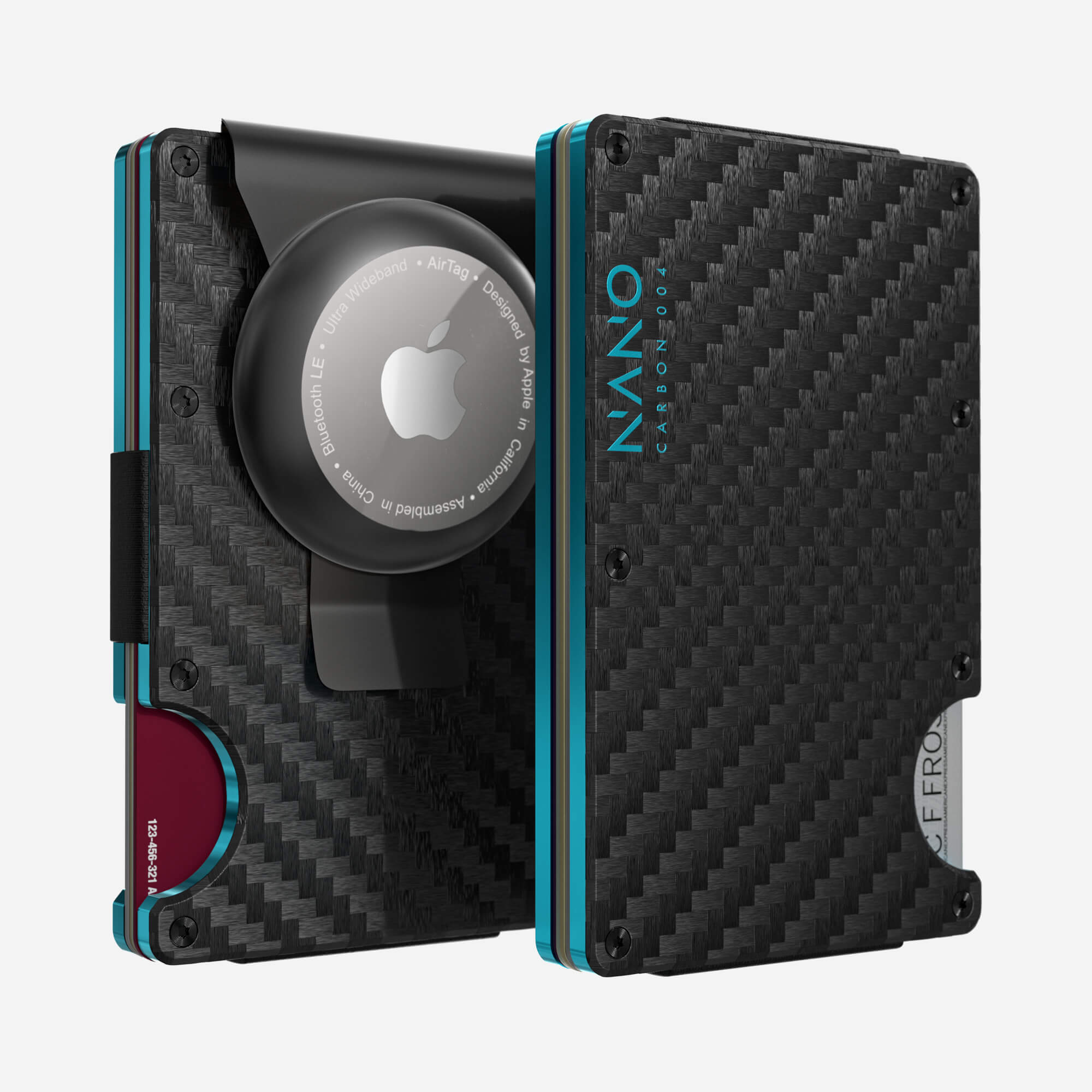 004 AirTag Money Clip Wallet (Stealth Black/Miami Blue)