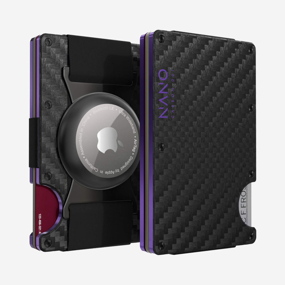 001 AirTag Cash Strap Wallet (Stealth Black/Nebula Purple)