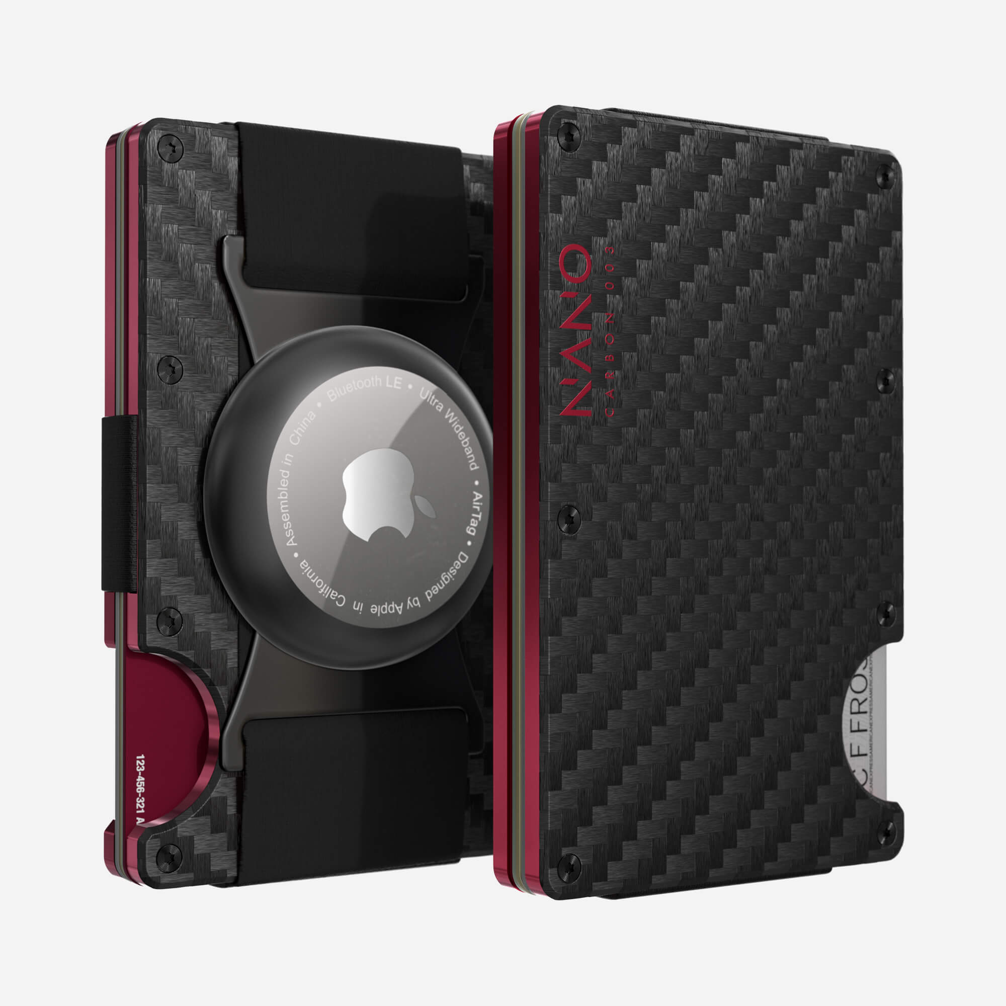 003 AirTag Cash Strap Wallet (Stealth Black/Volcano Red)