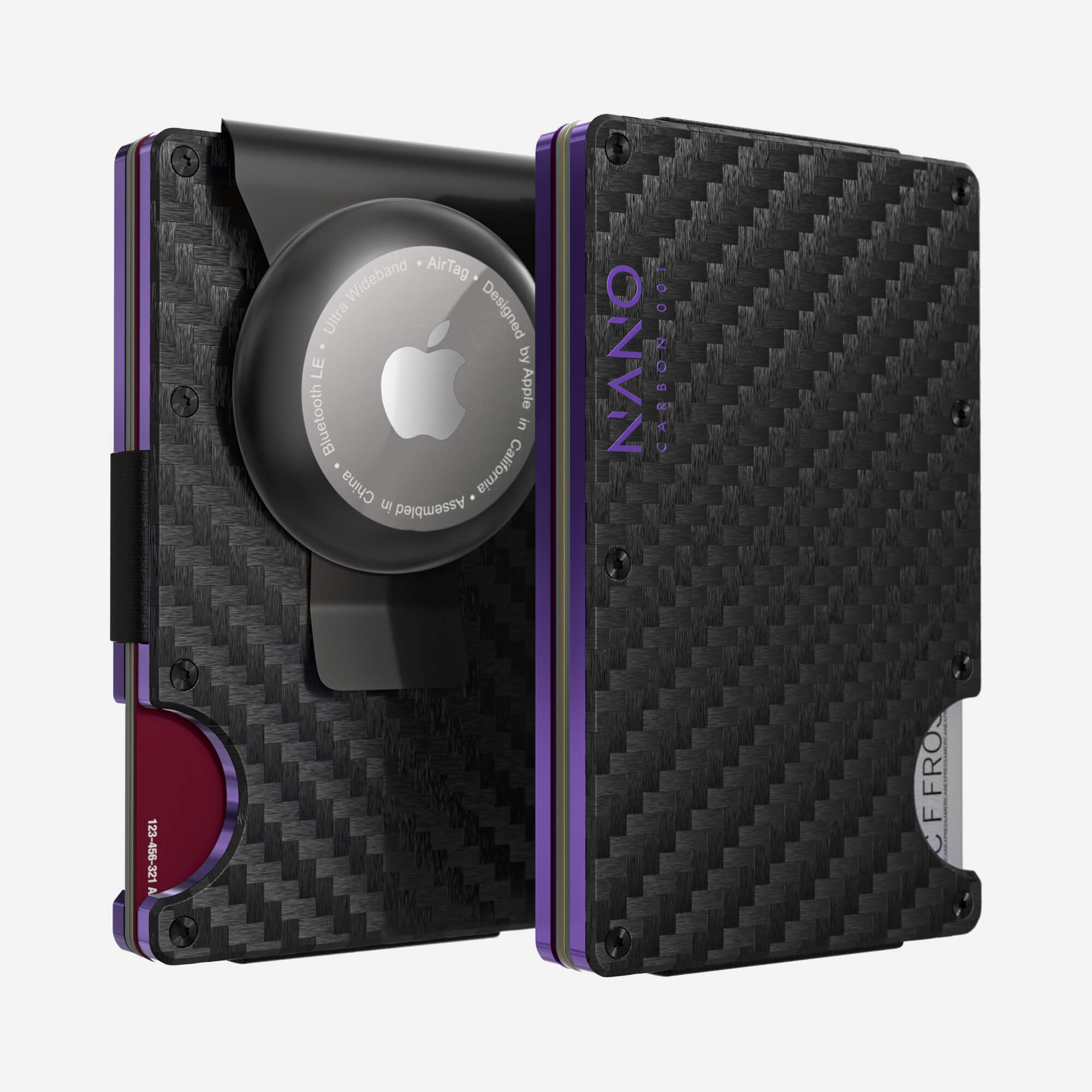 001 AirTag Money Clip Wallet (Stealth Black/Nebula Purple)