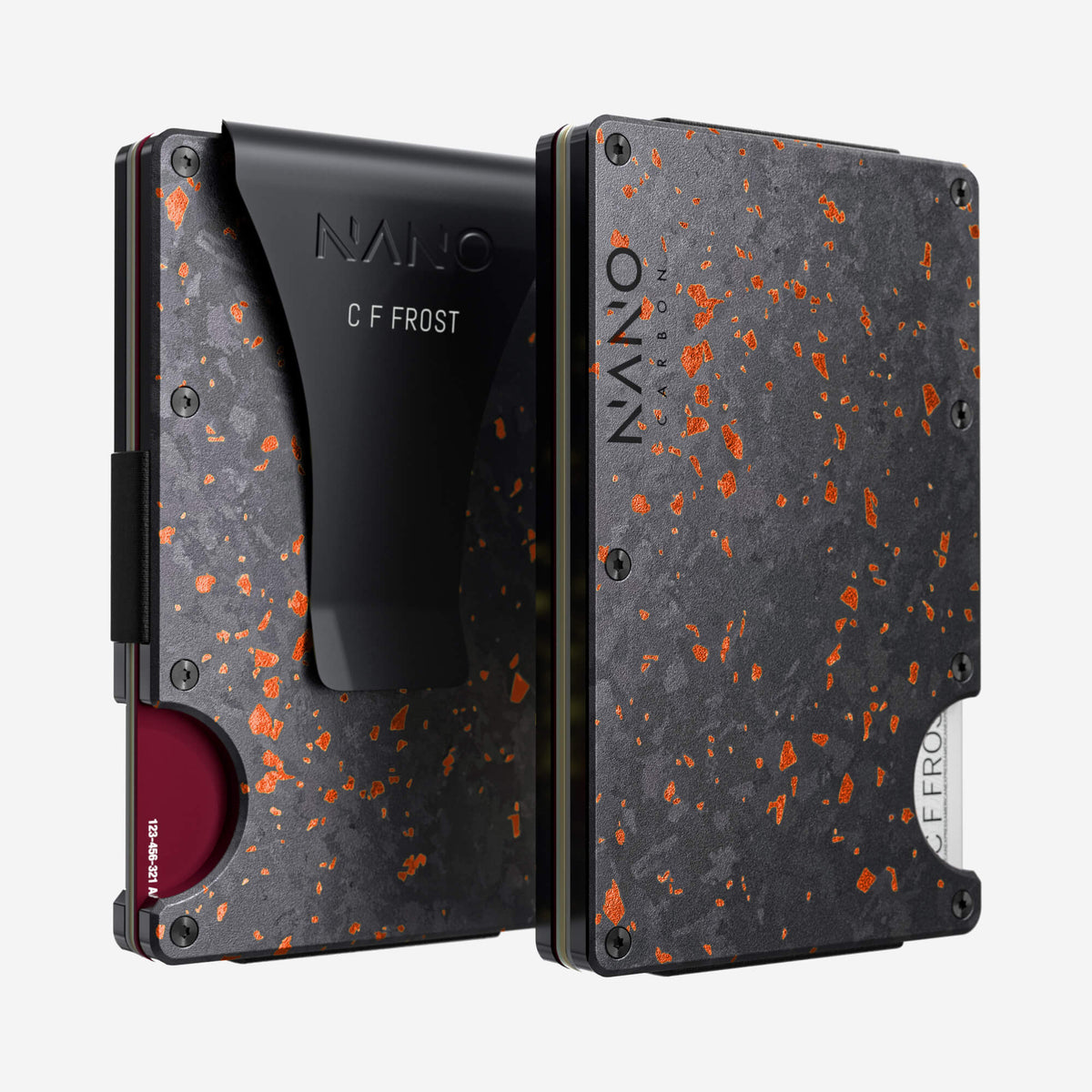 Personalised Money Clip Wallet (Nero/Arancione)