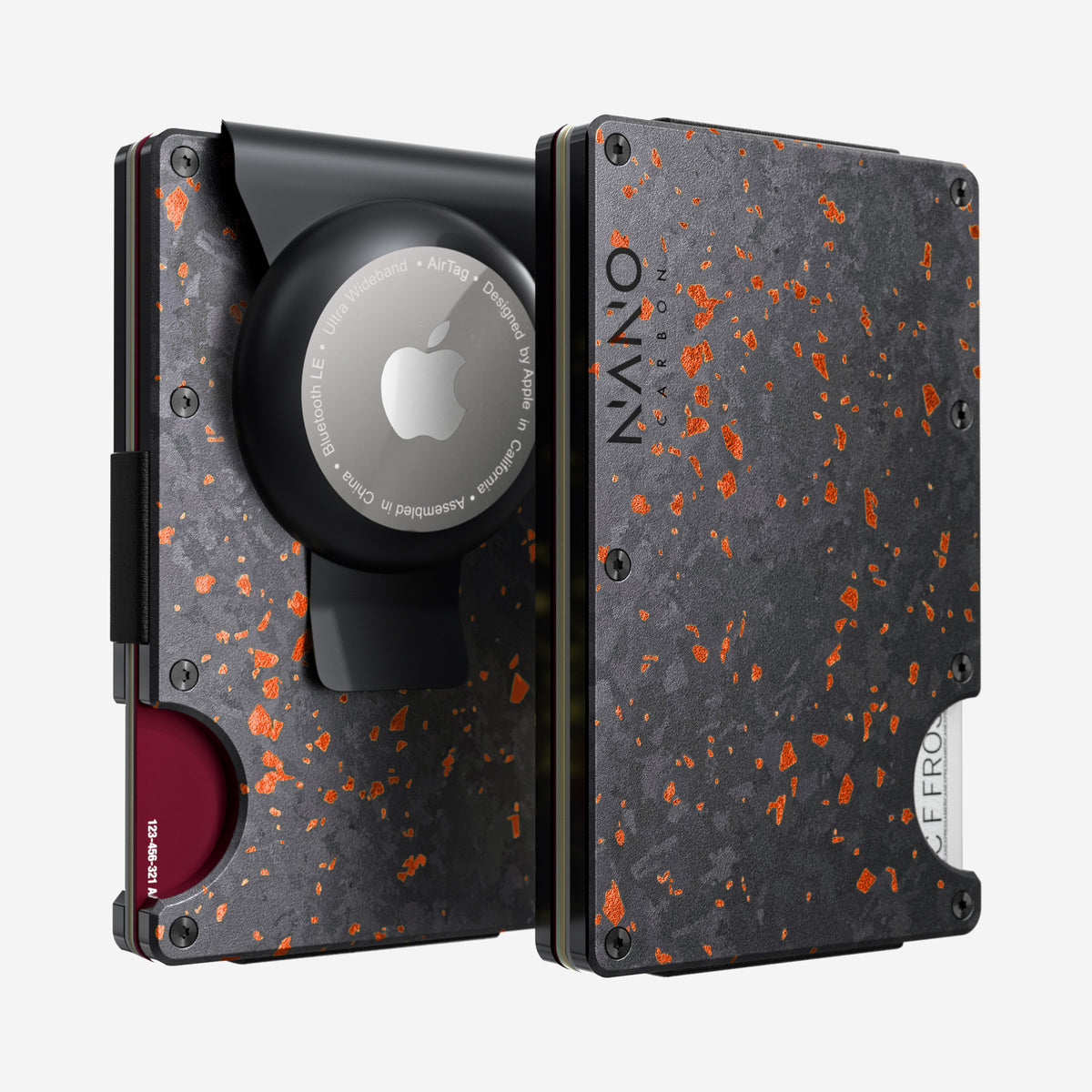 AirTag Money Clip Wallet (Nero/Arancione)