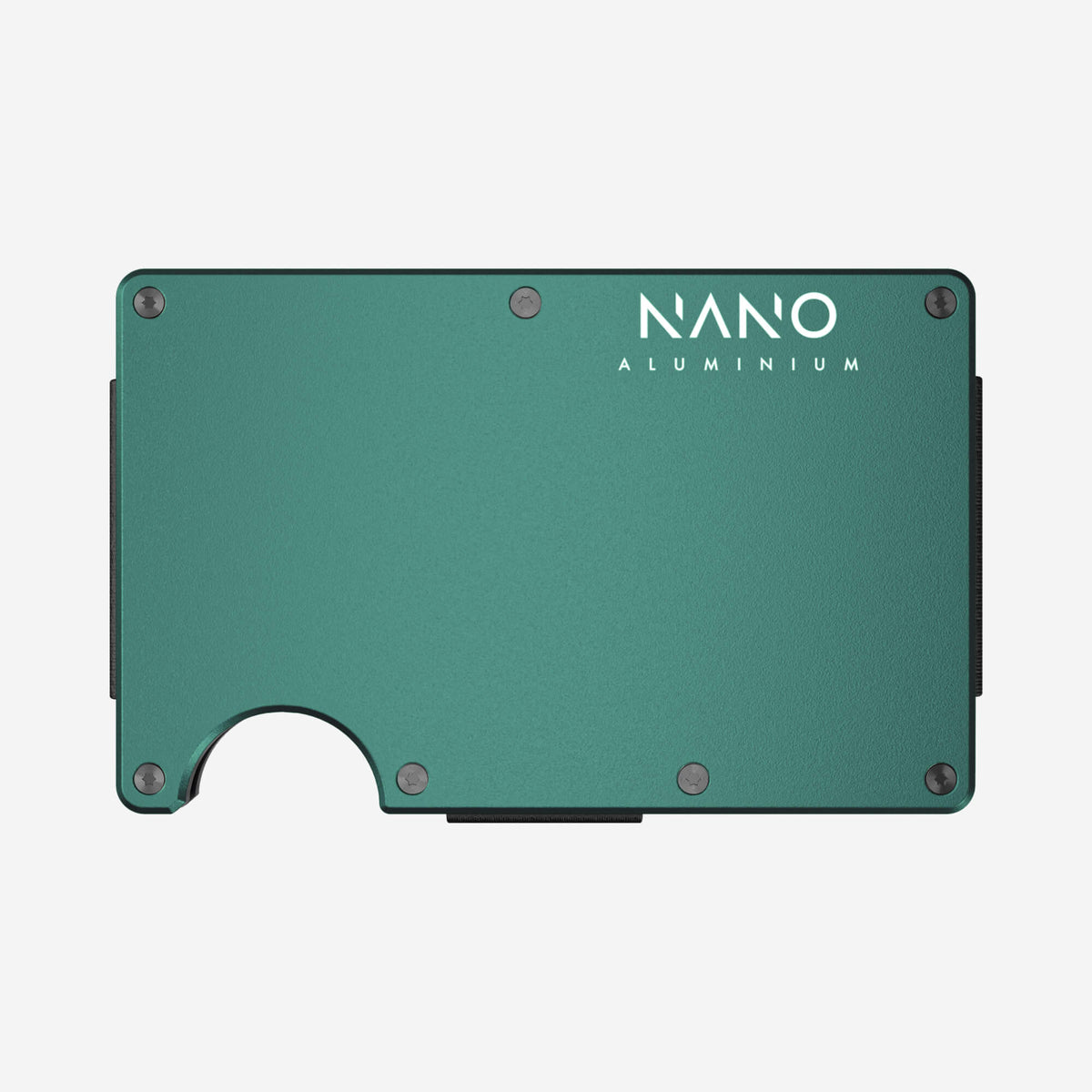 NANO Racing Green aerospace aluminium cash strap wallet — standard version without engraving